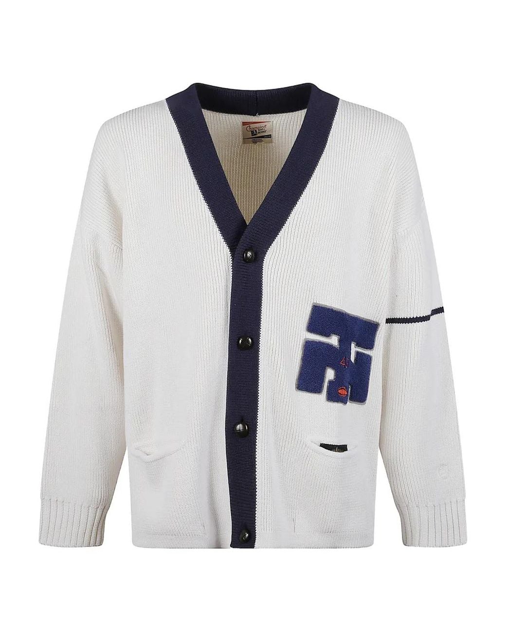 Champion Blue Appliqué Wool-Blend Cardigan for men
