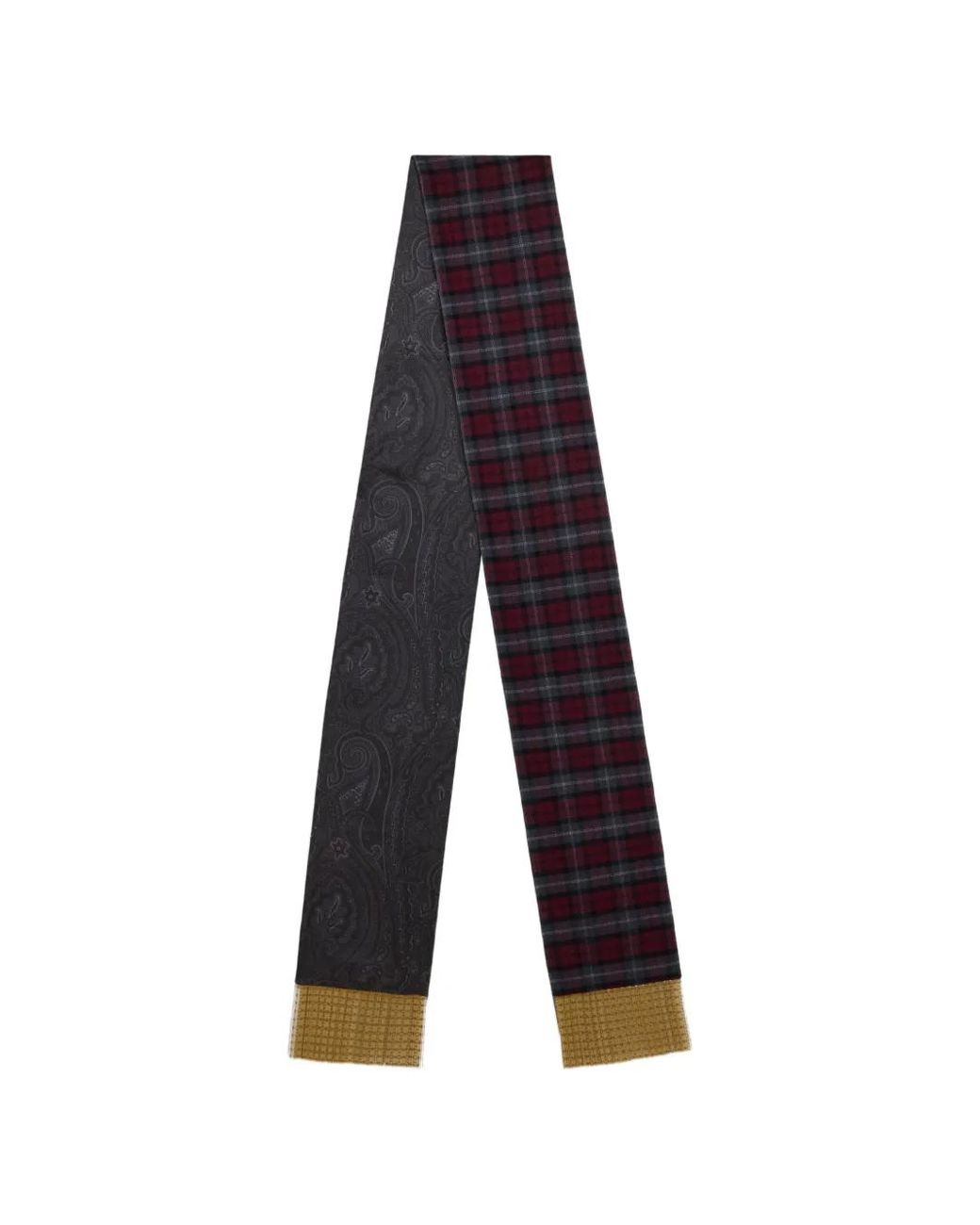Etro White Wool And Silk Scarf With Metal Fringing And Two Motifs
