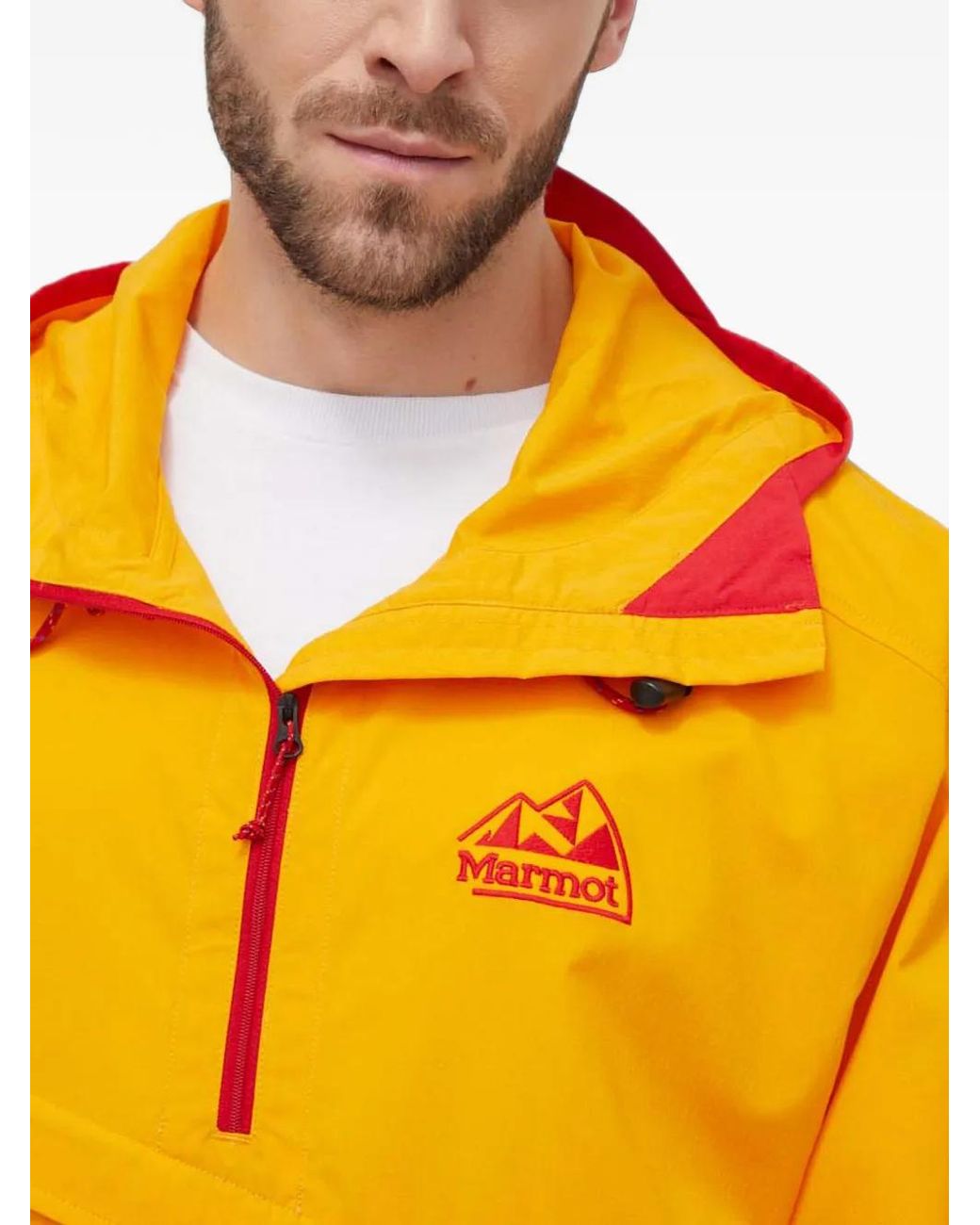 Marmot Yellow Logo-Embroidered Hooded Jacket for men