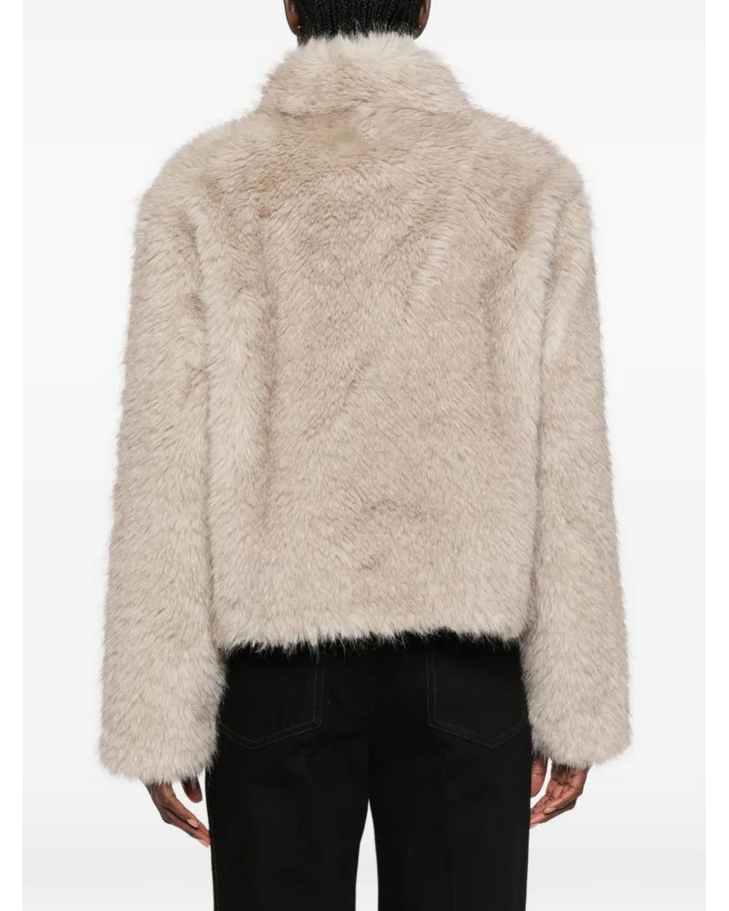 Marc Cain Natural Faux-Fur Funnel-Neck Jacket