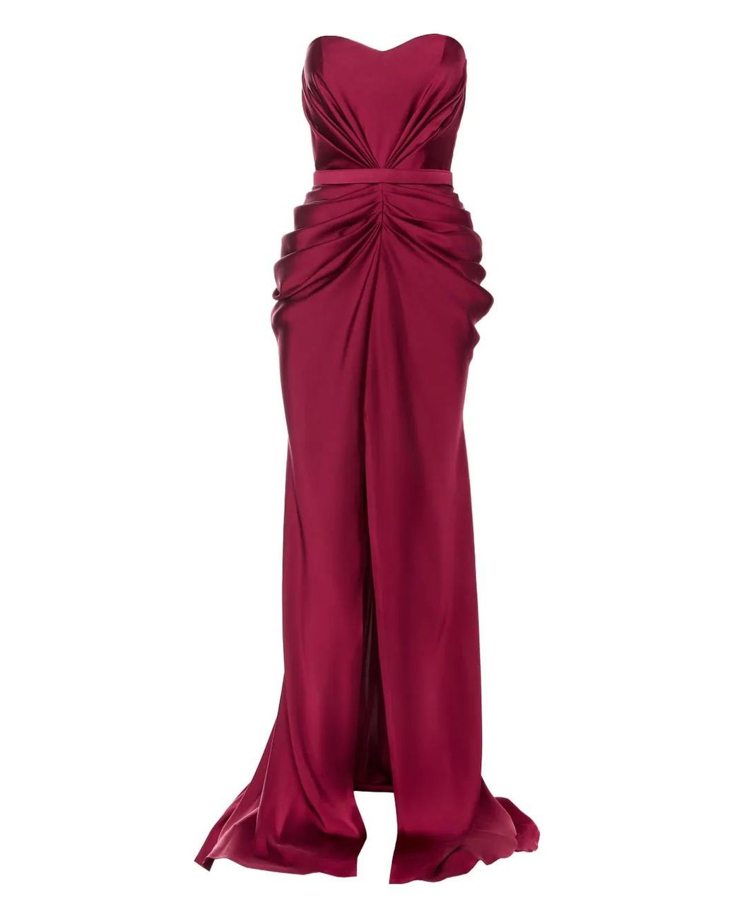Ana Radu Red Strapless Draped Maxi Dress