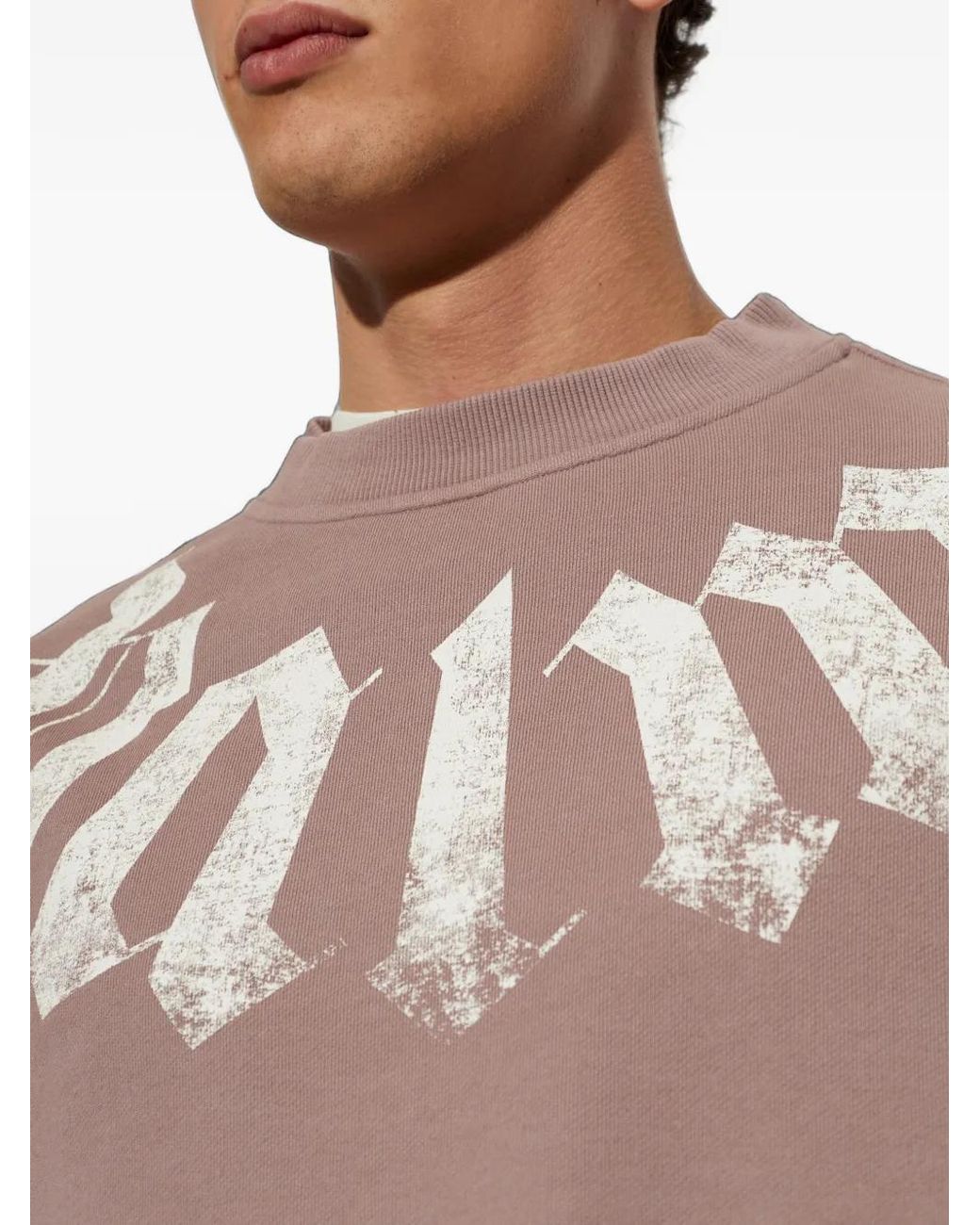 Palm Angels Pink Logo-Print Sweater for men