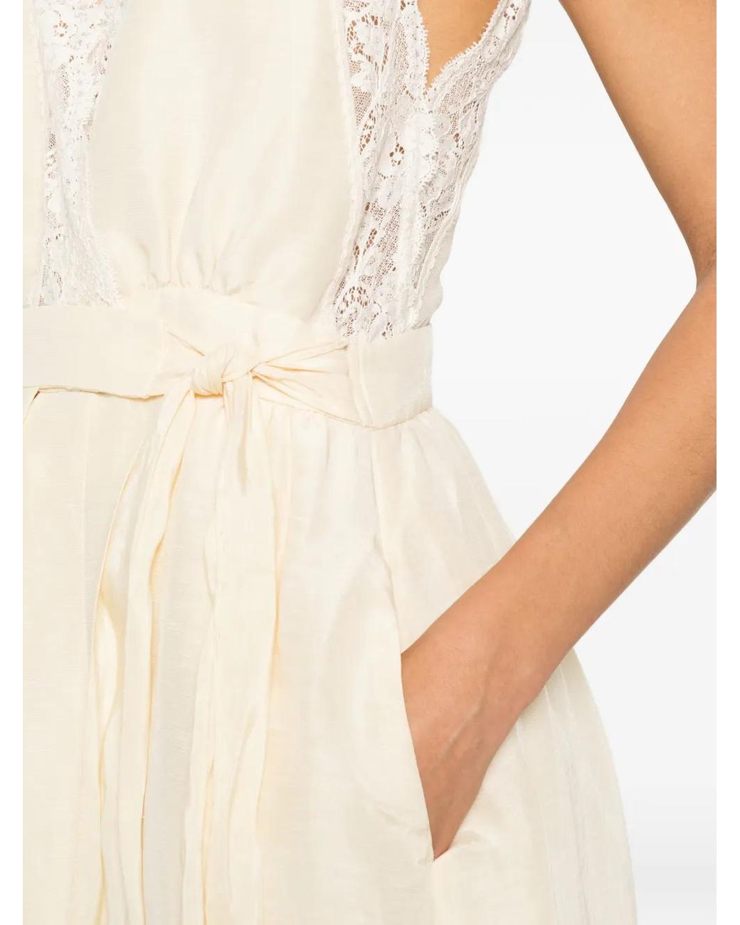 Sandro White Lace-Trim Playsuit