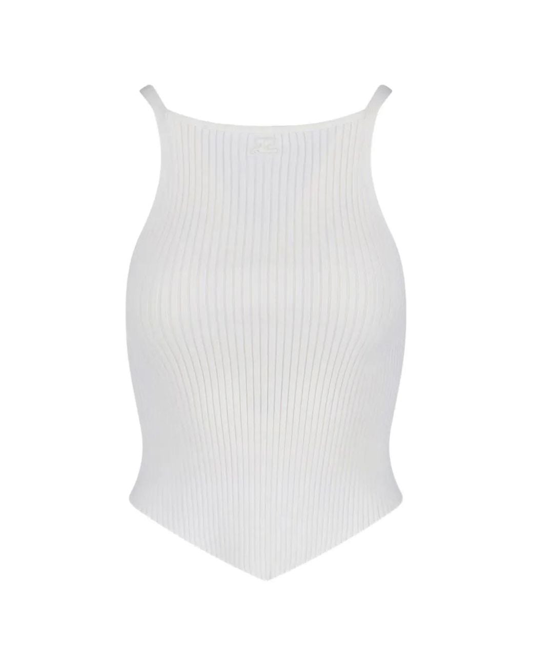 Top De Canalé Con Logo Courreges de color White