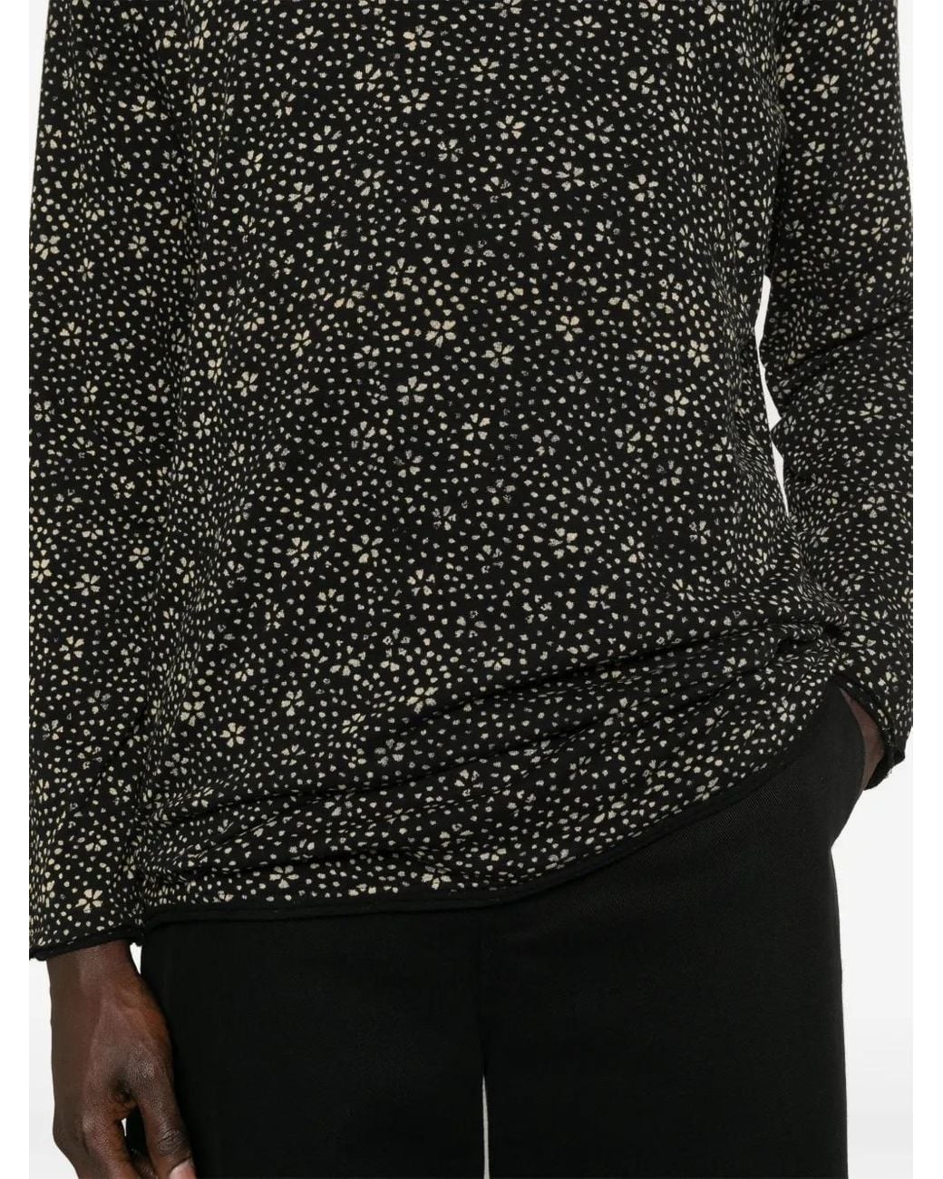 Yohji Yamamoto Black Floral-Print T-Shirt for men