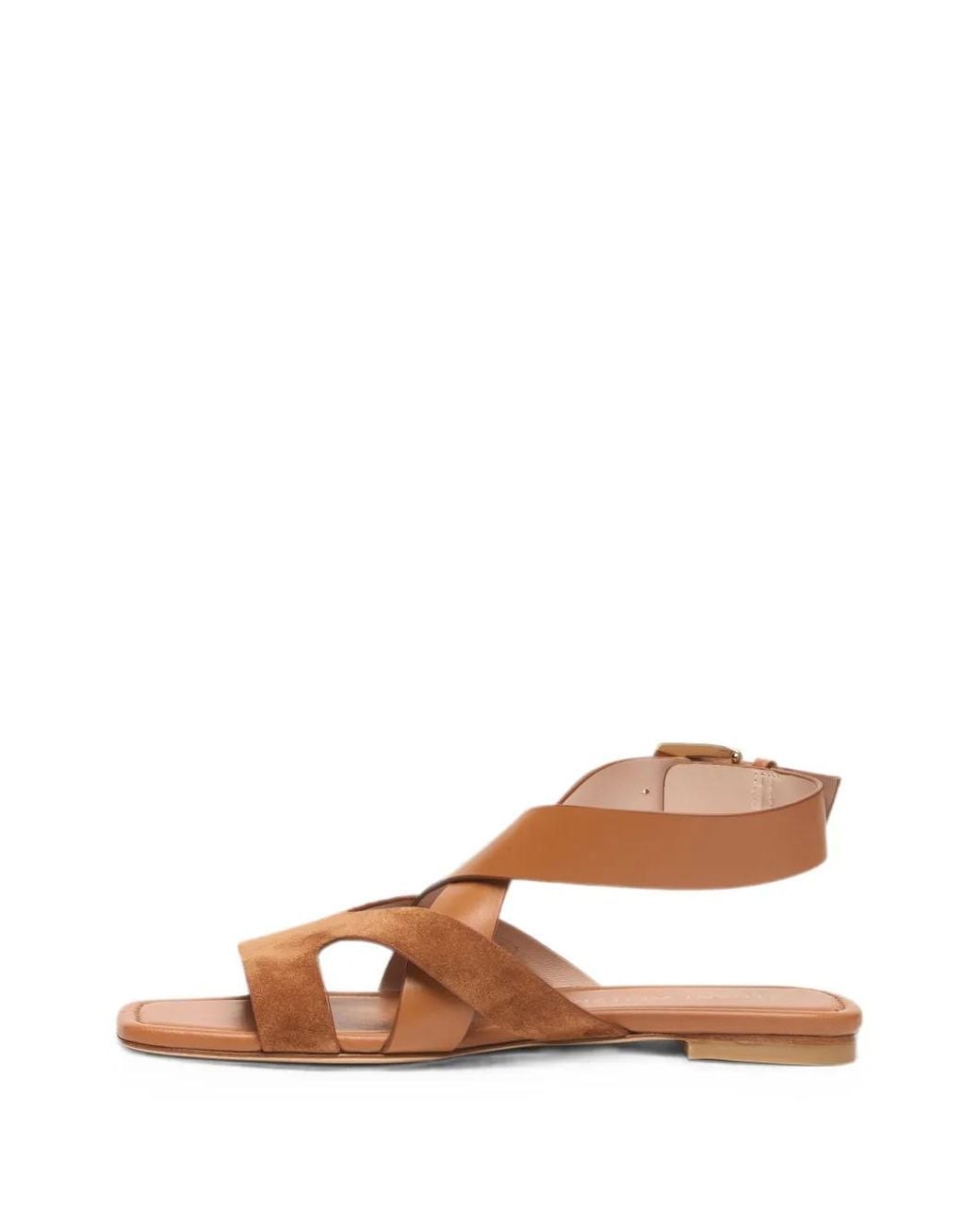 Stuart Weitzman Brown Sai Square-Toe Sandals