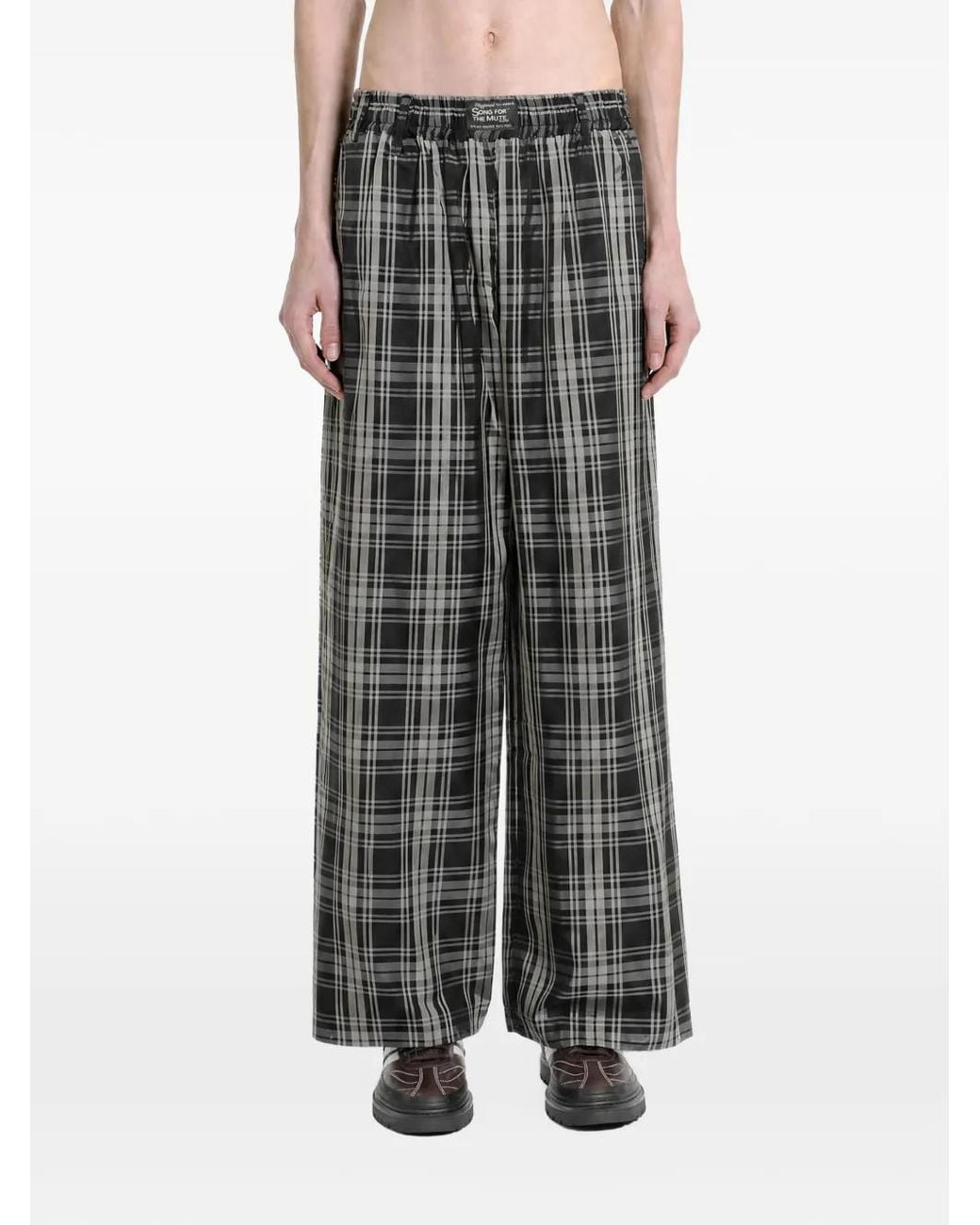 Song For The Mute Black Tartan Check-Pattern Trousers for men