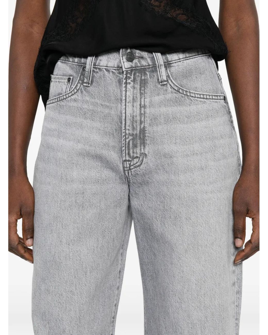 Mother Gray Knee-Panel Jeans