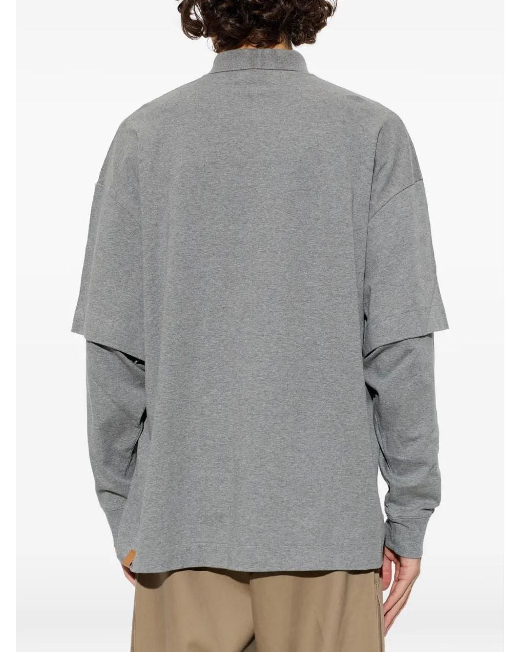 DARKPARK Gray Zack Layered-Sleeve Cotton Polo Shirt for men