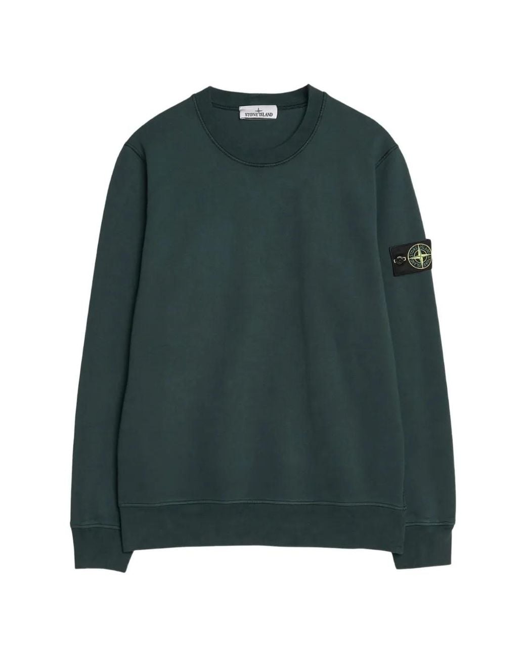 Stone Island Green Logo-Patch Raglan-Sleeve Sweatshirt for men