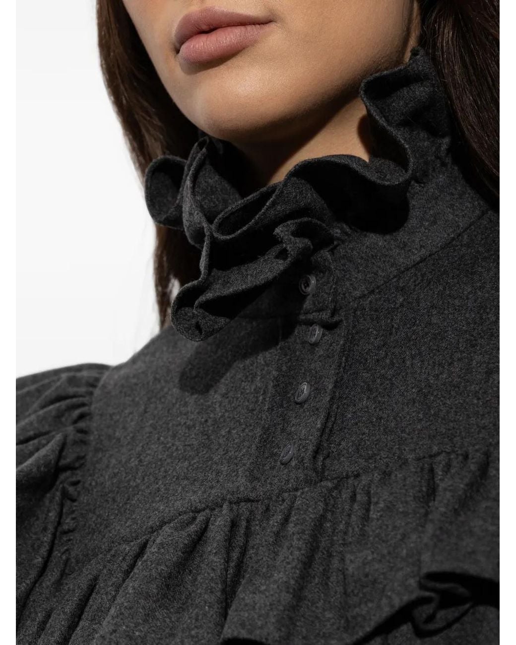 Chloé Black High-Neck Ruffled Top