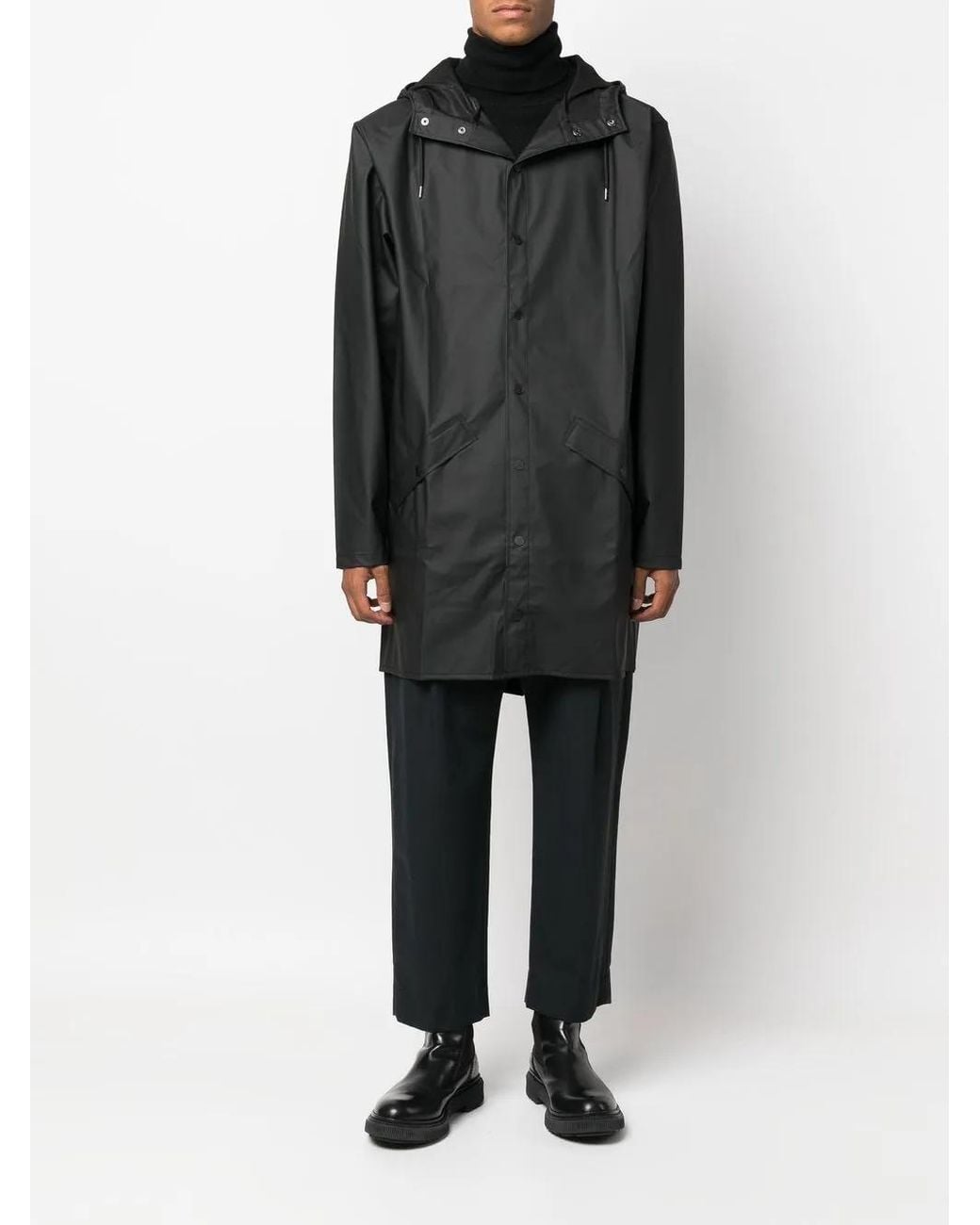 Rains Gray Drawstring Hood Raincoat