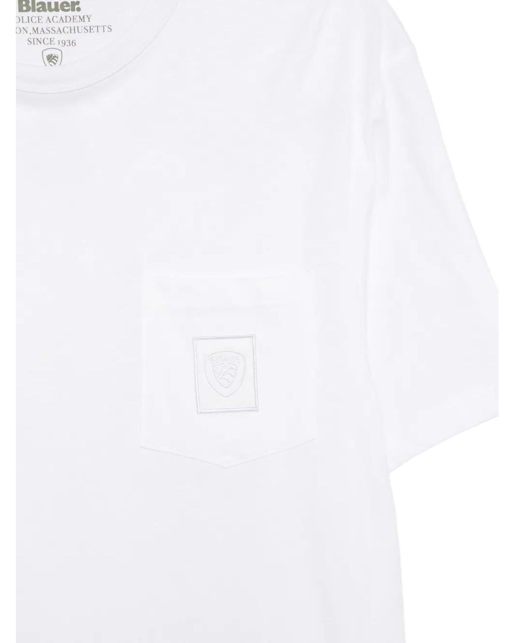 Blauer White Logo-Patch Pocket T-Shirt for men
