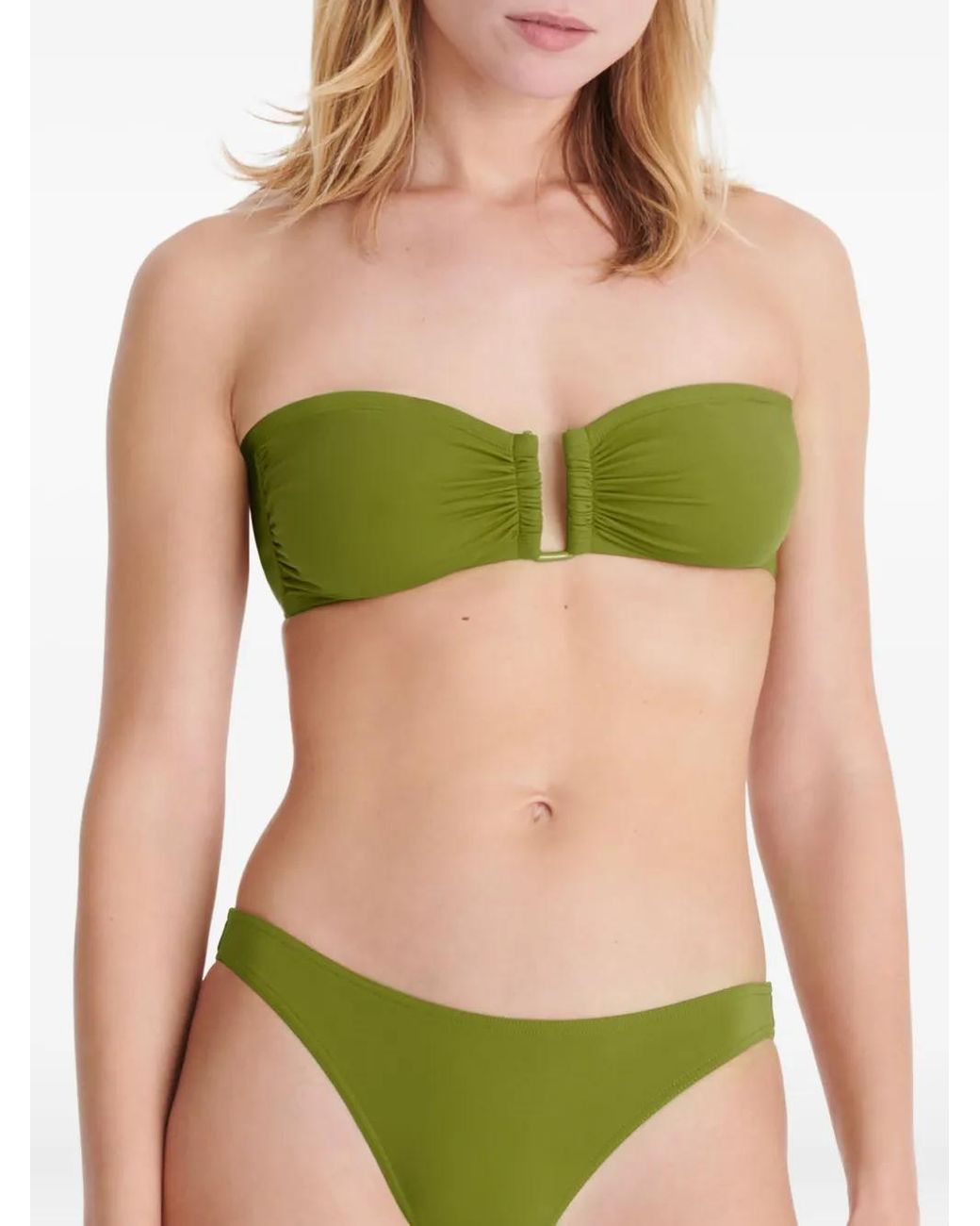 Eres Green Show Ruched Bandeau Bikini Top