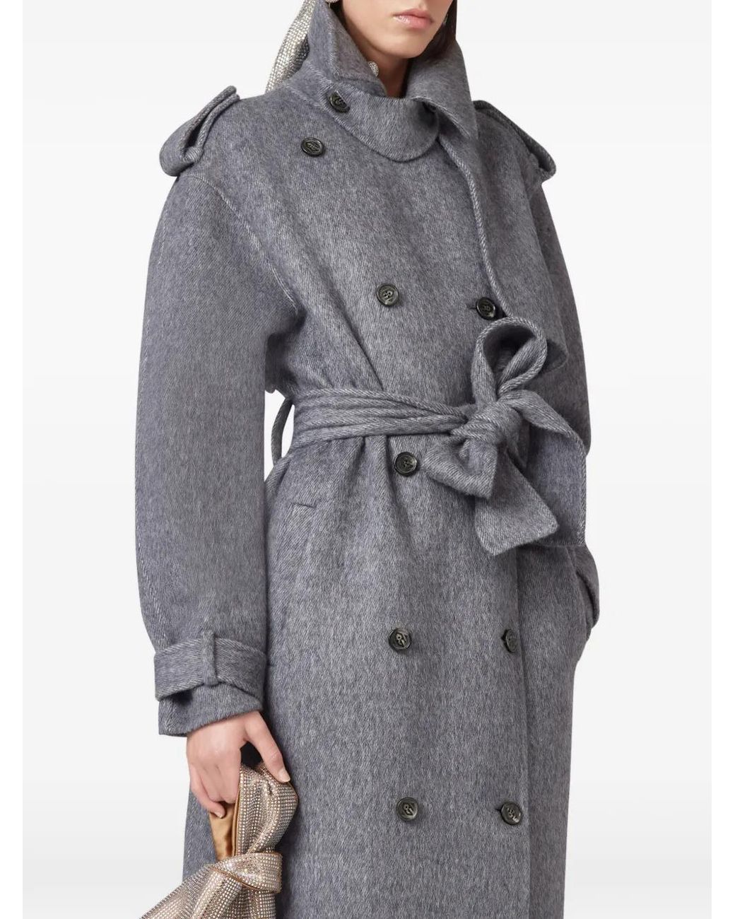 GIUSEPPE DI MORABITO Gray Double-Breasted Belted Coat