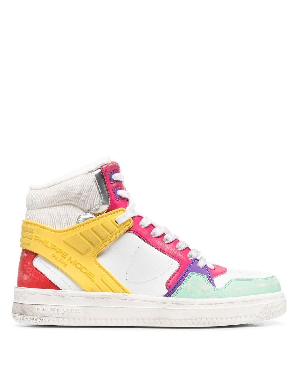 Philippe Model Paris Colour-blocked Leather Hi-top Sneakers in Pink | Lyst  Canada