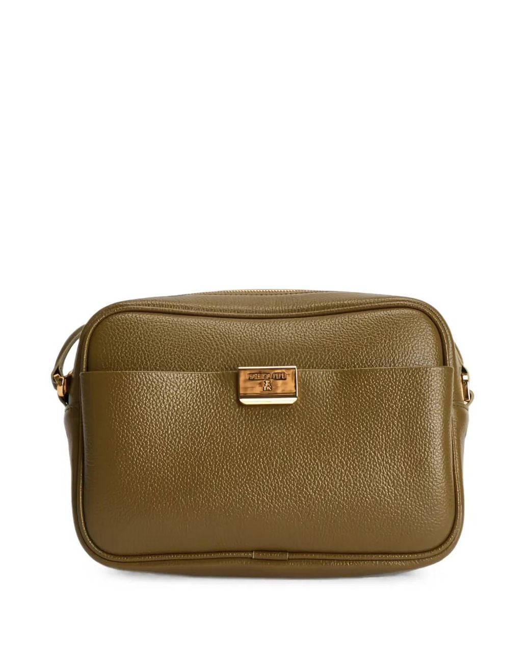 Patrizia Pepe Green All Day Logo-Plaque Grained Cross Body Bag