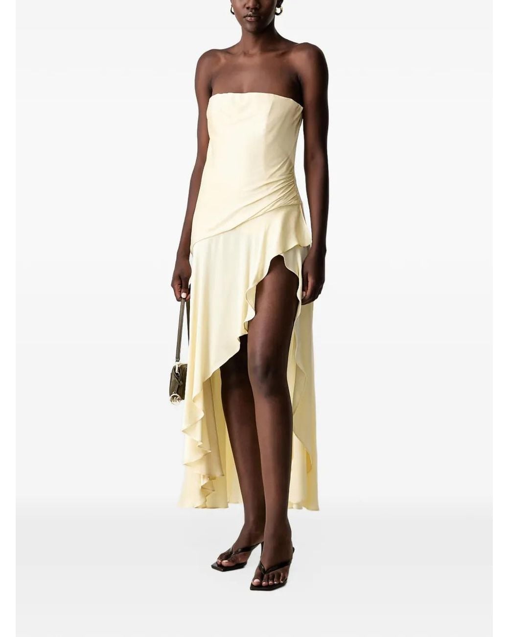 Bardot Natural Lorenza Strapless Ruffled Midi Dress