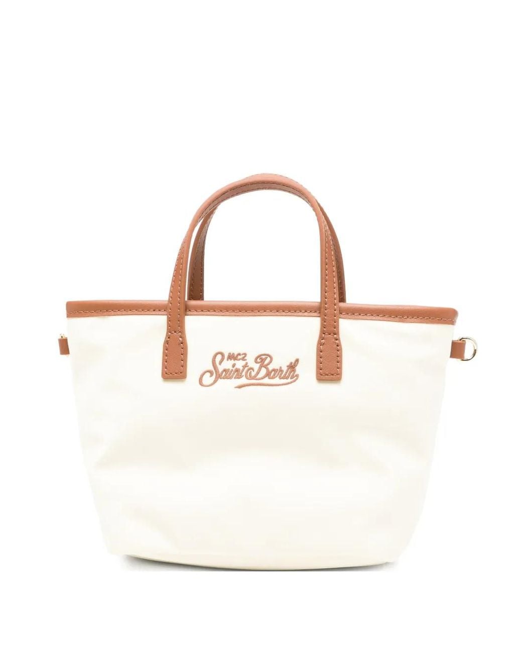 Mc2 Saint Barth White Mini Logo-Embroidered Tote Bag