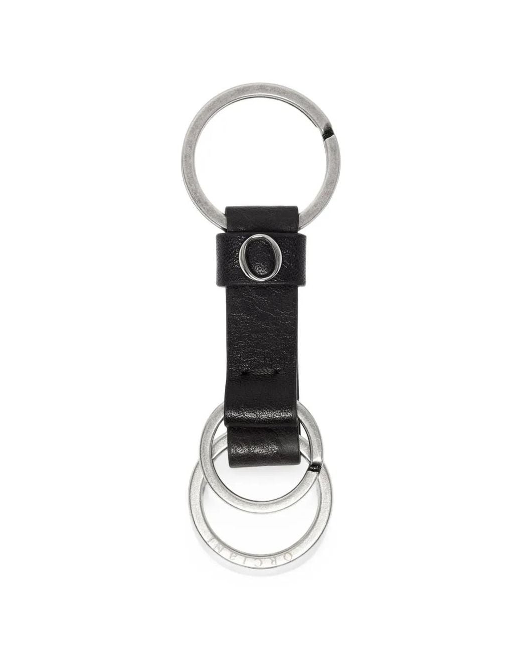 Orciani White Lagoon Embossed Leather Keyring for men
