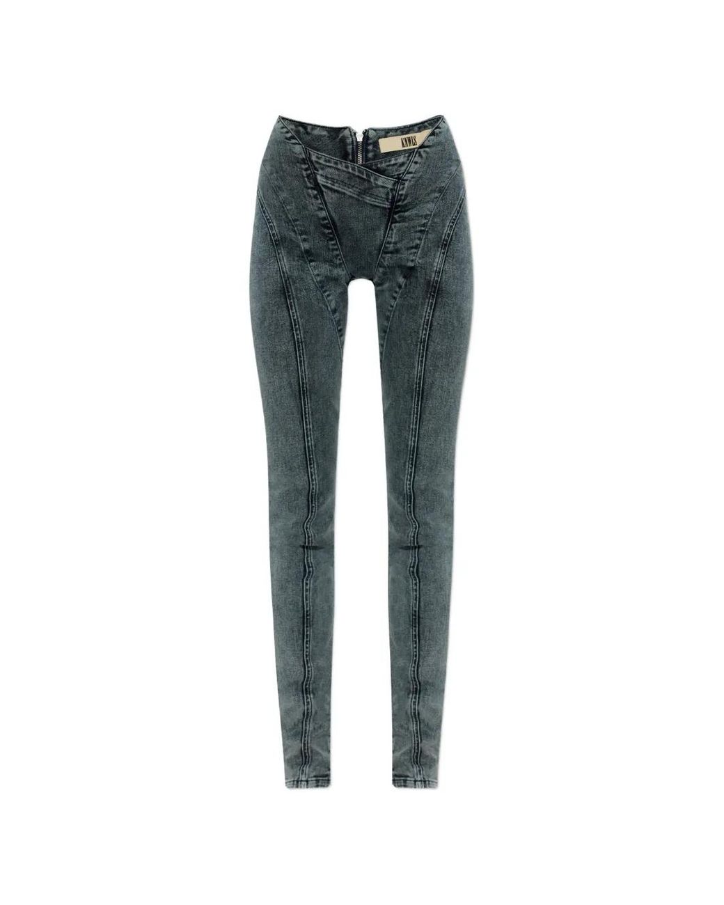 KNWLS Blue Panelled Zip-Fastening Jeans