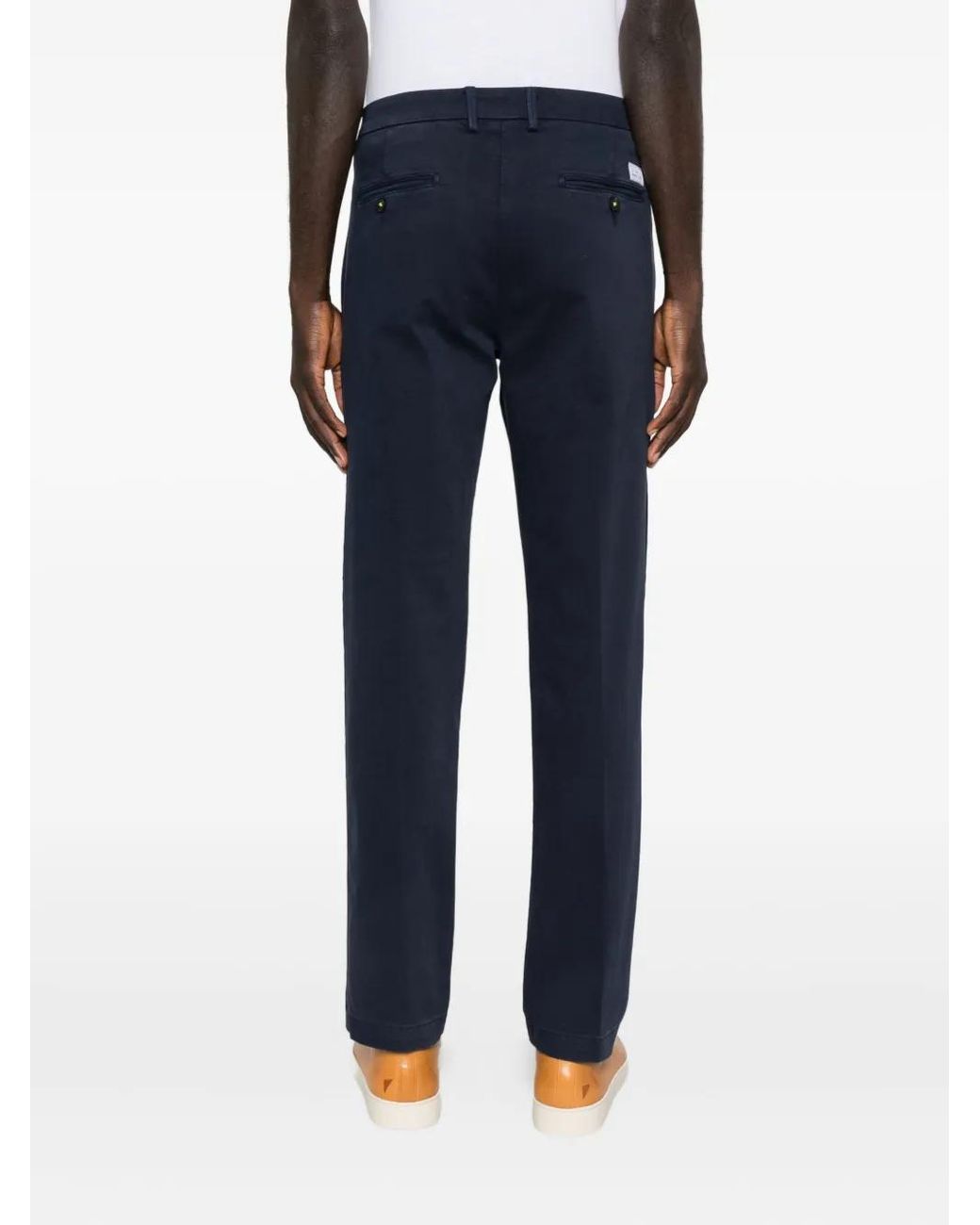 Manuel Ritz Blue Pleated Twill Chino Trousers for men
