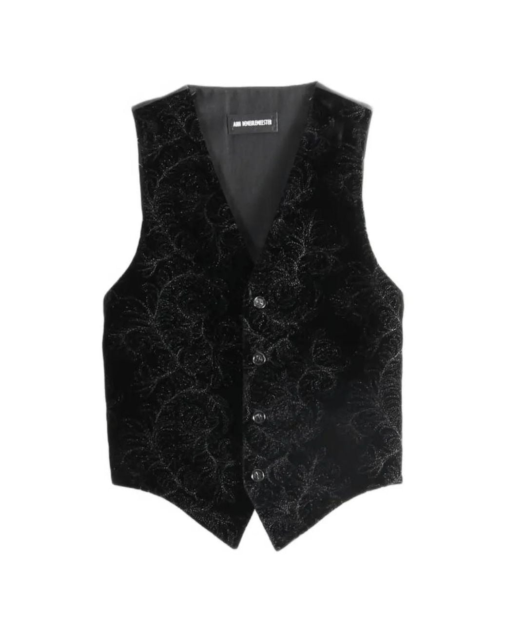Ann Demeulemeester Black Floral-Jacquard Waistcoat for men