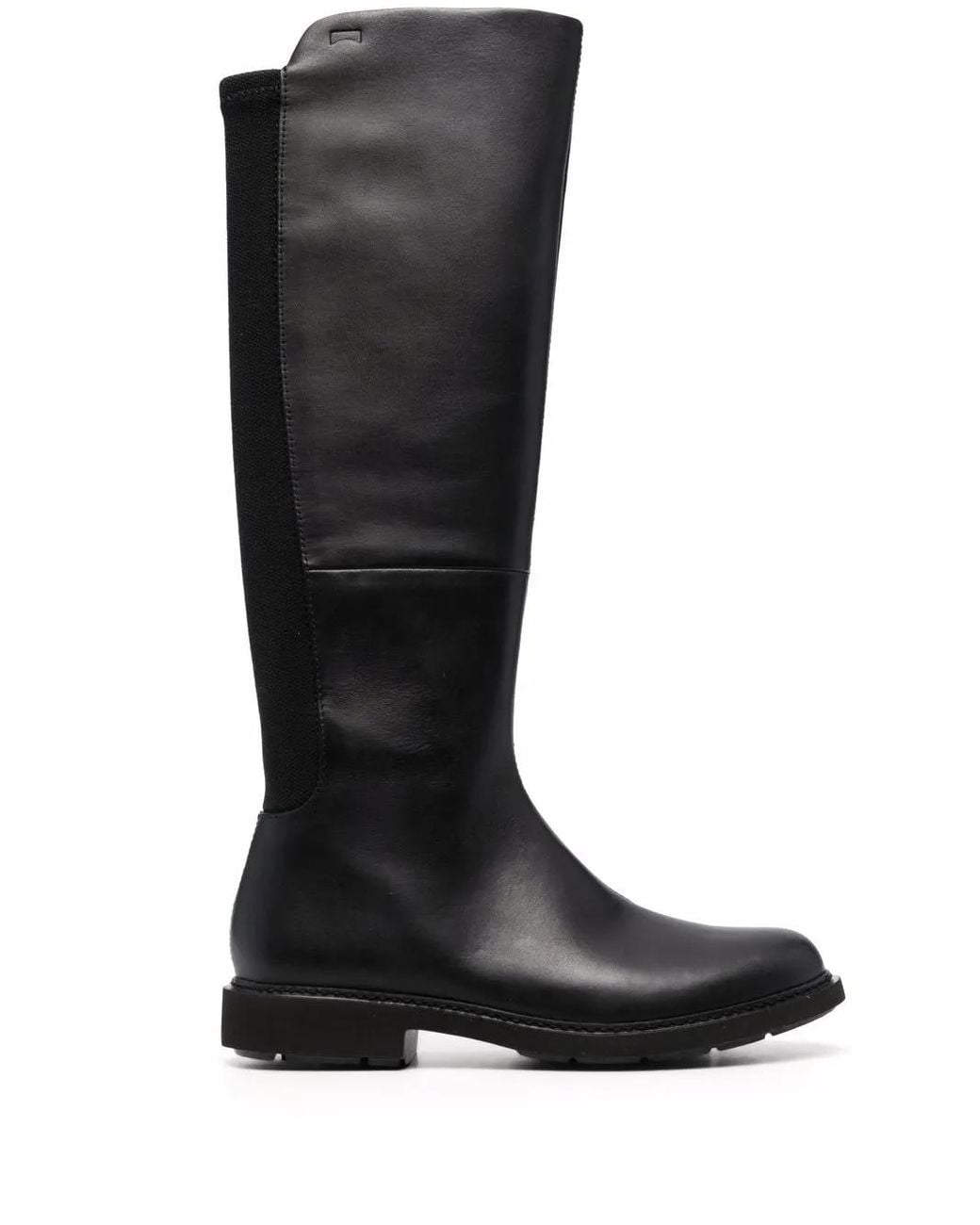 Camper Black Knee-Length Panelled Leather Boots