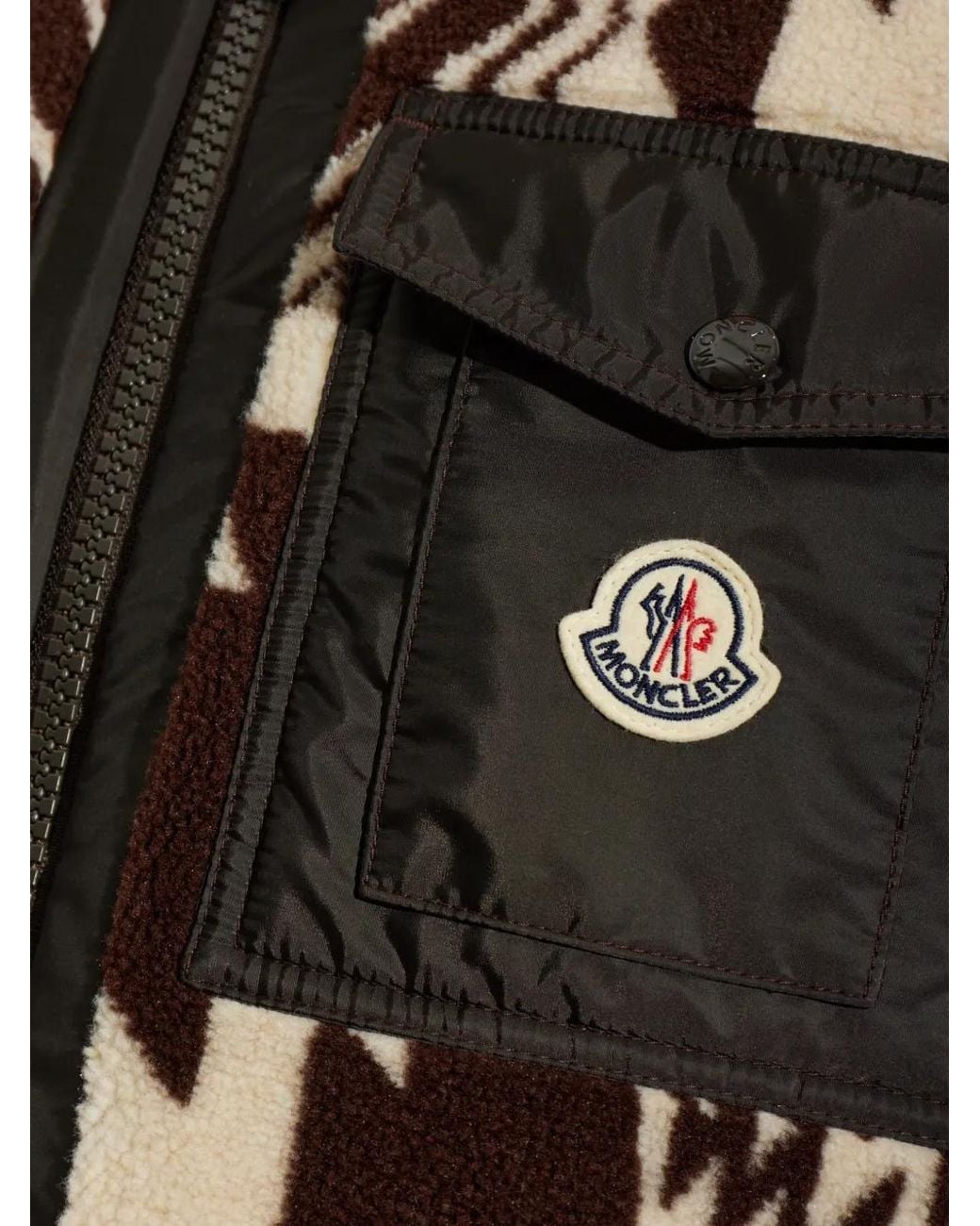 Moncler Black Geometric-Pattern Fleece Sweater for men