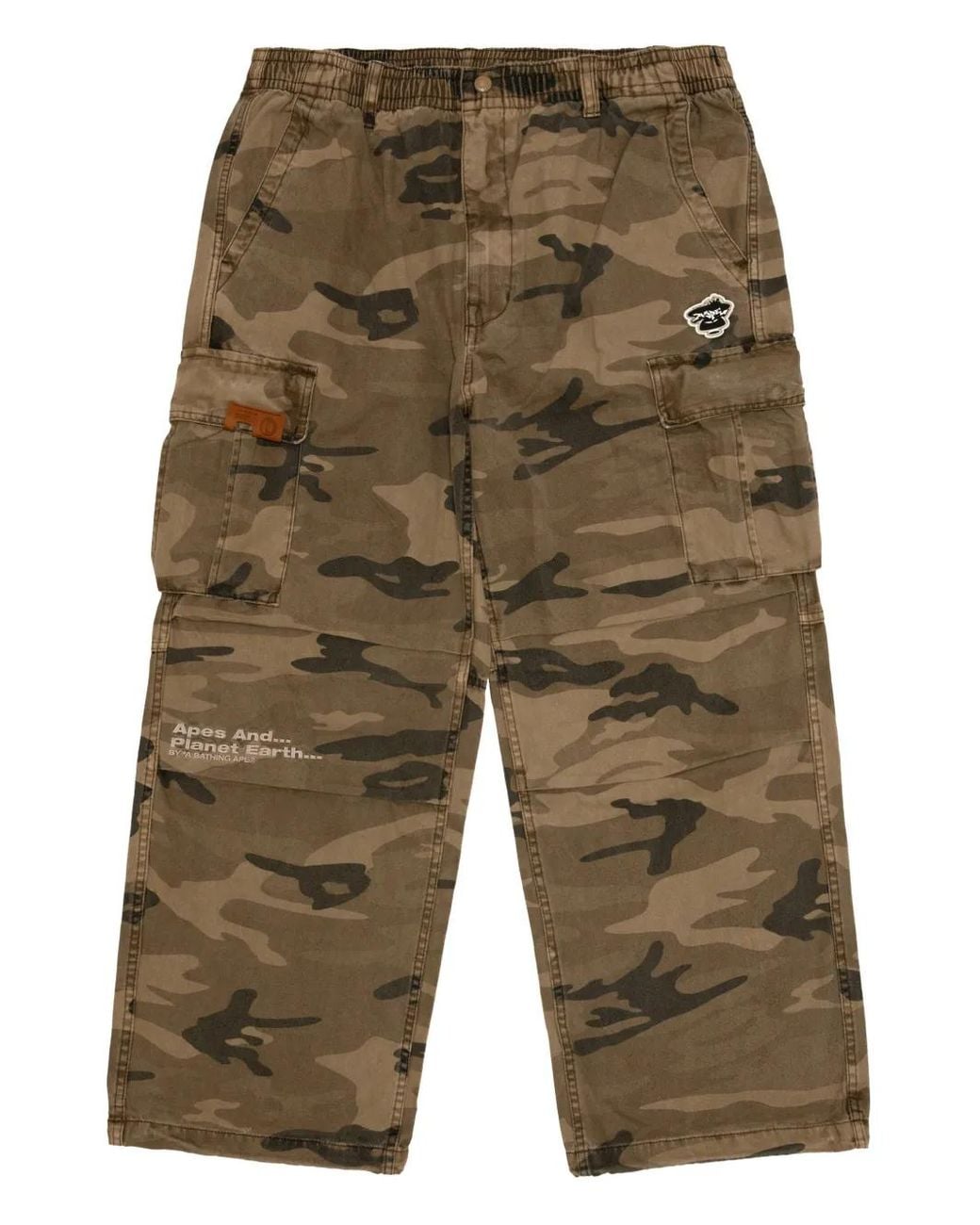 Aape By A Bathing Ape Green Camouflage-Pattern Trousers for men