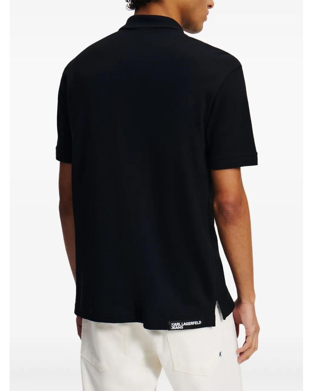 Karl Lagerfeld Black Logo-Embroidered Polo Shirt for men