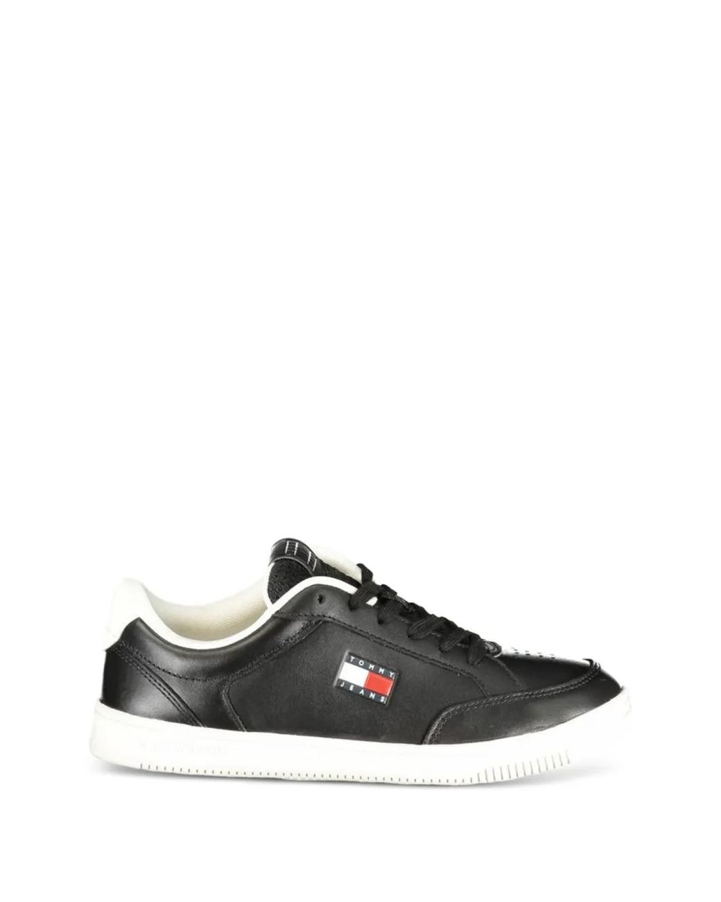 Tommy Hilfiger Black Logo-Patch Perforated Sneakers for men
