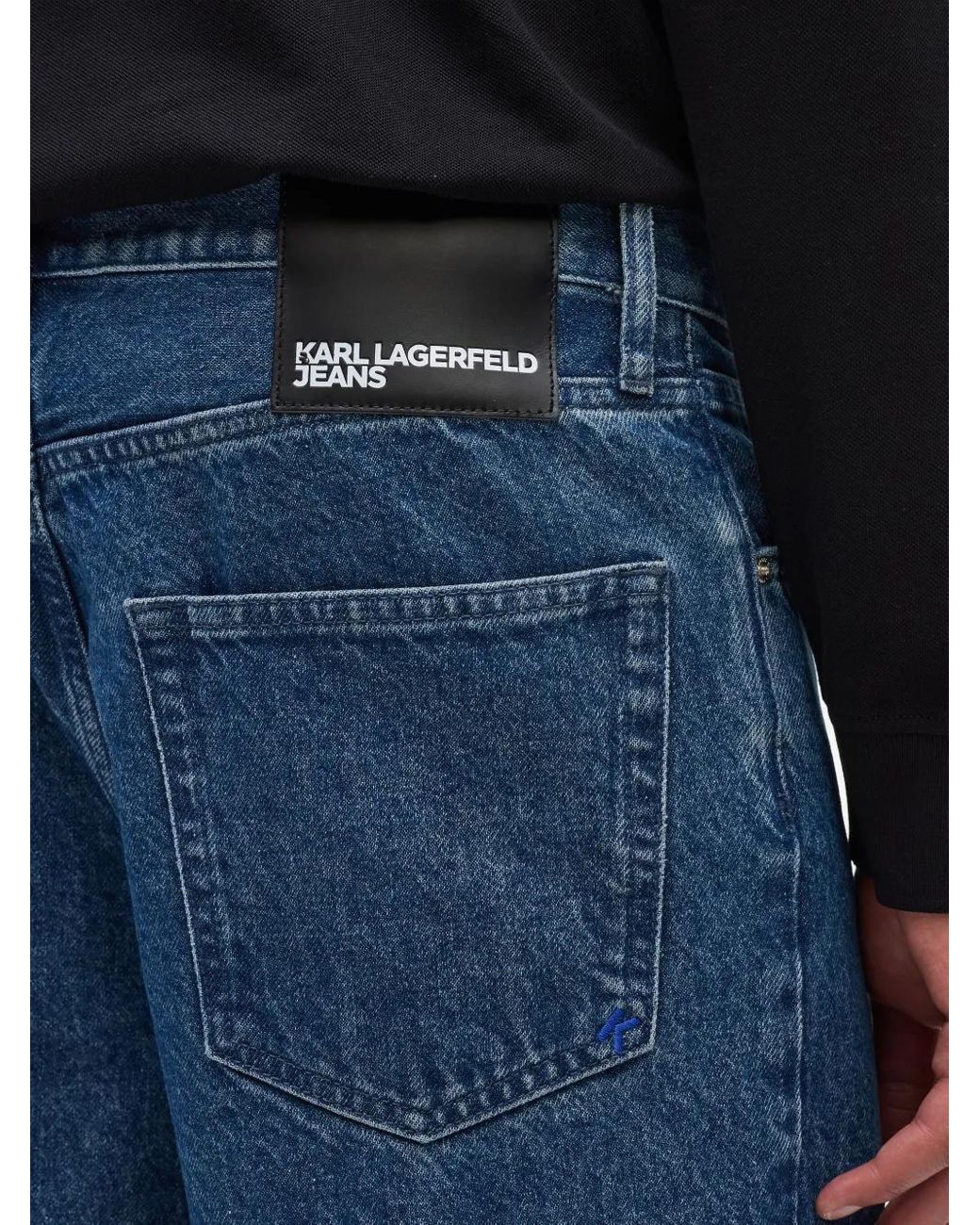 Karl Lagerfeld Blue Logo-Patch Jeans for men