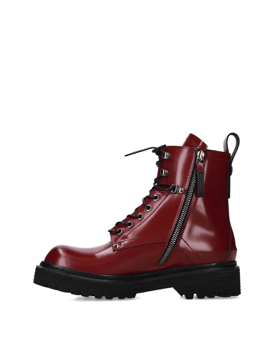 Premiata Red Lace-Up Zip Boots