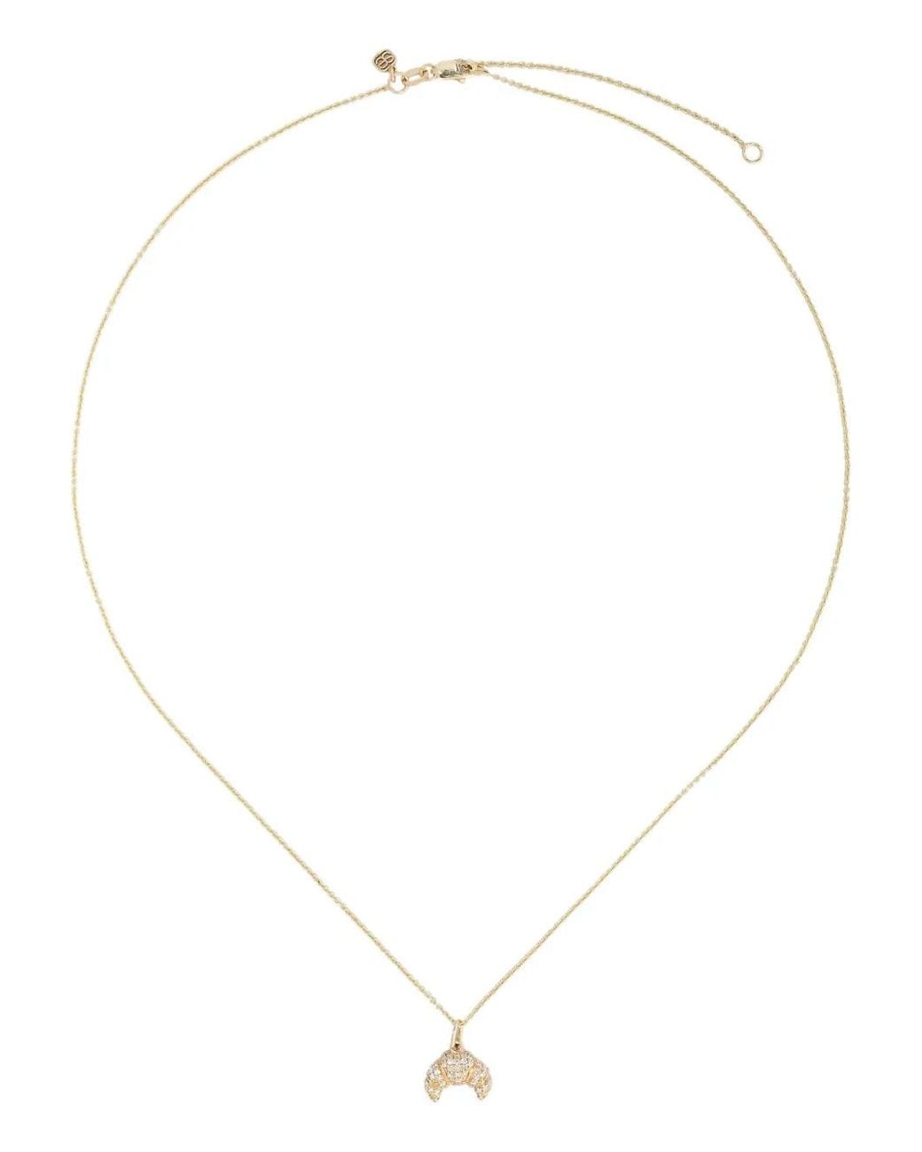 Sydney Evan White 14Kt Small Croissant Charm Diamond Necklace