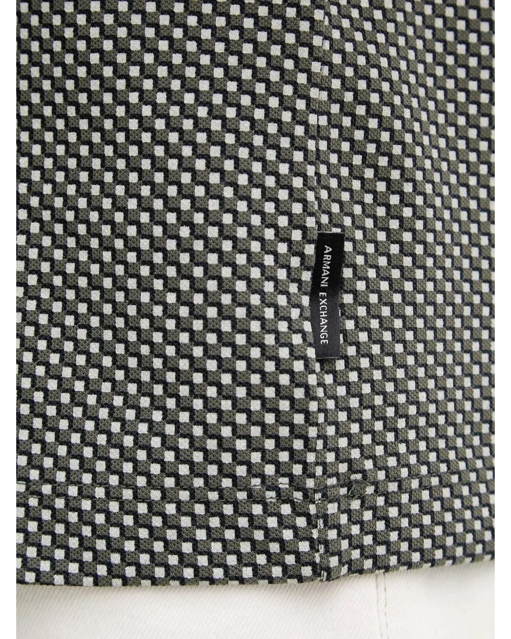 ARMANI EXCHANGE Gray Geometric-Print Polo Shirt for men