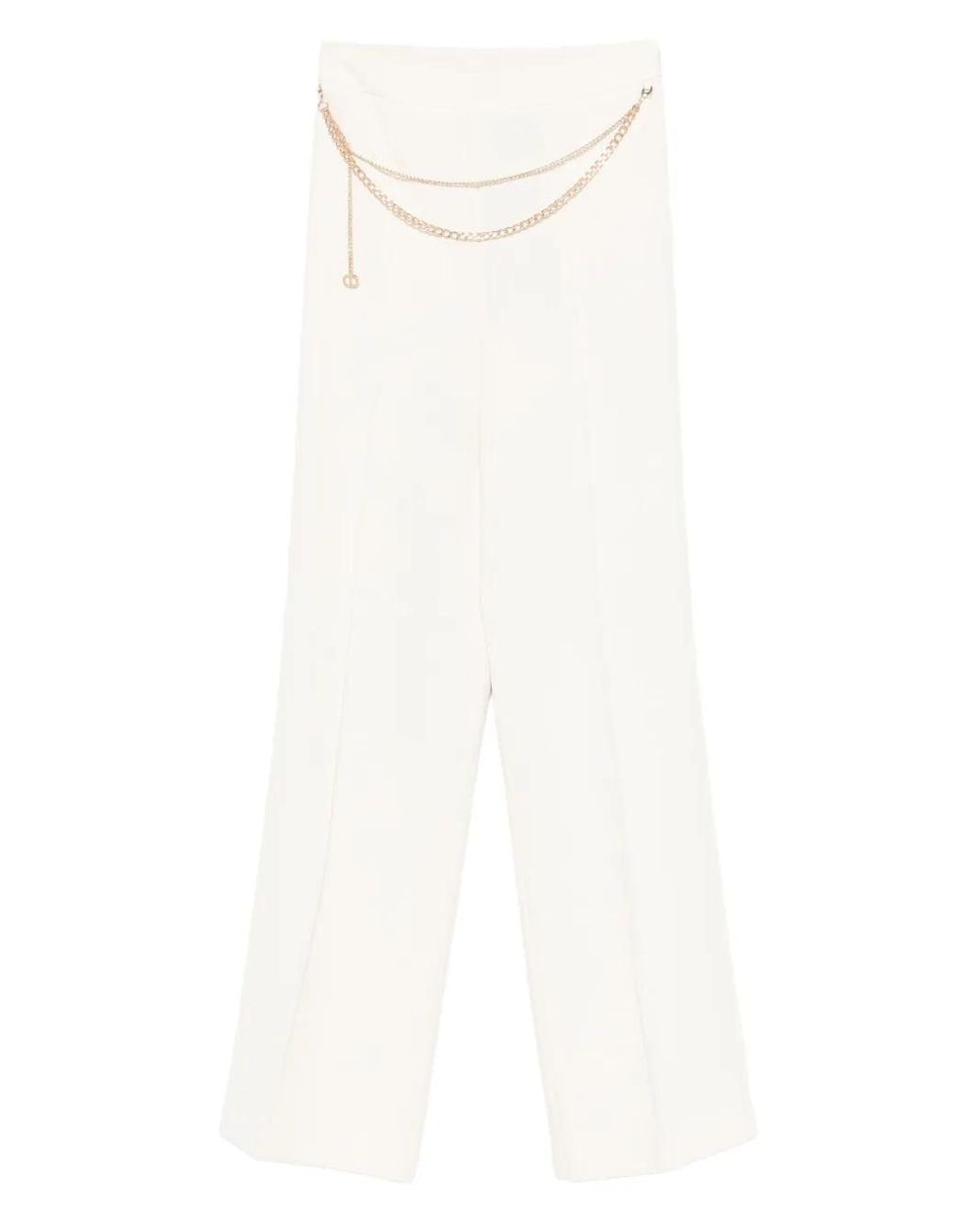 Twinset White Chain-Embellished Trousers