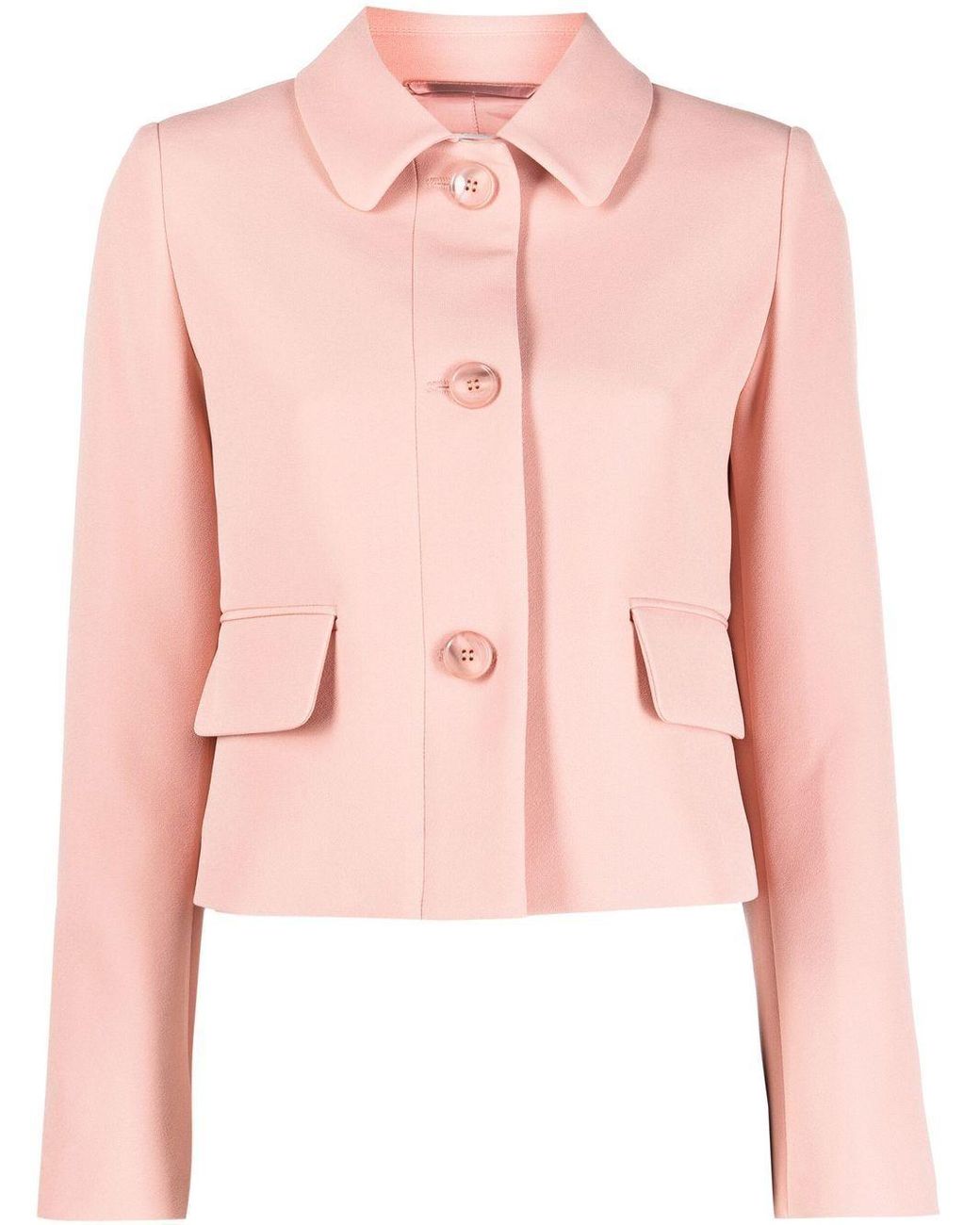 Essentiel Antwerp Dai Buttoned Cropped Jacket in Pink | Lyst