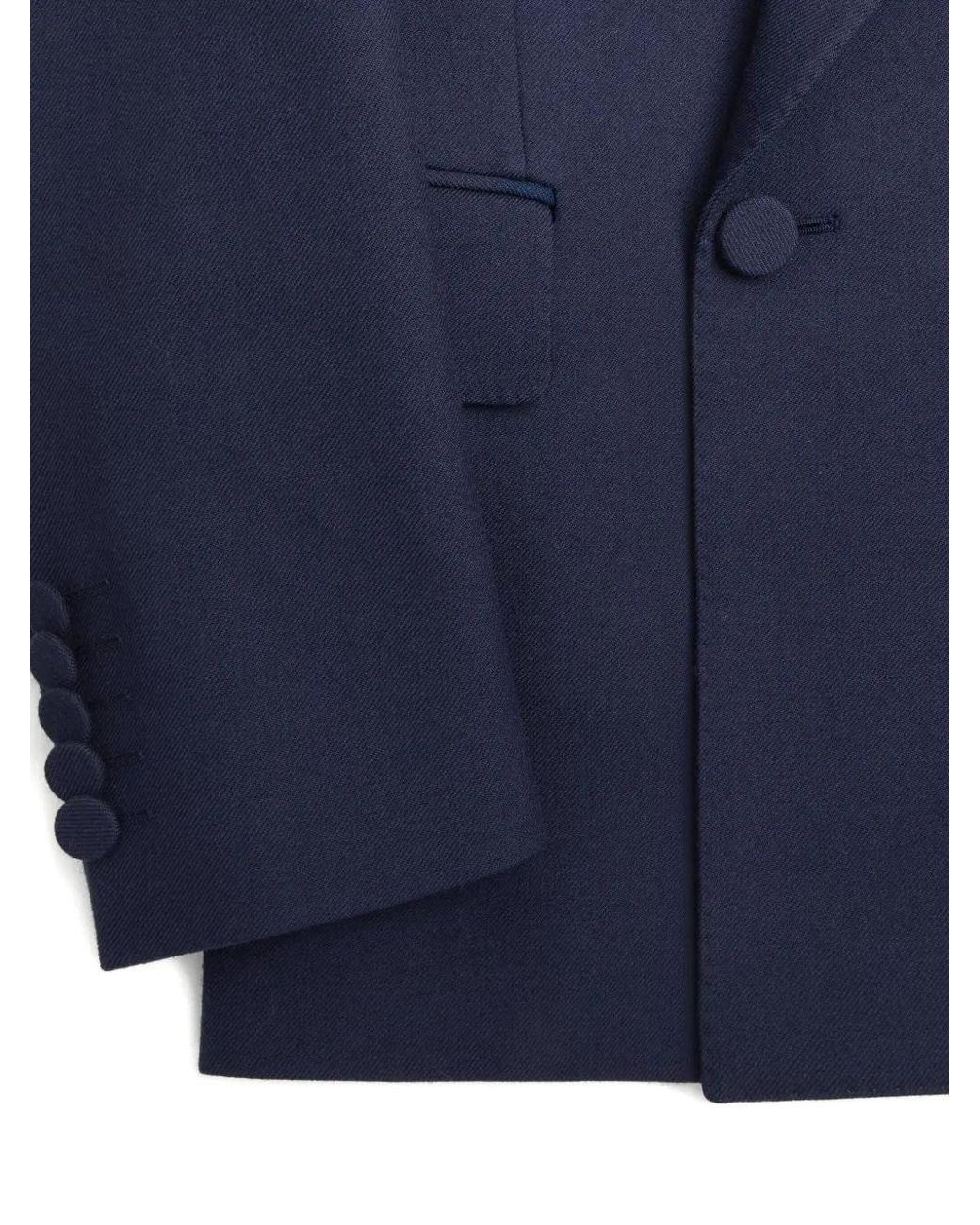 Valentino Garavani Blue Double-Breasted Gabardine Jacket for men