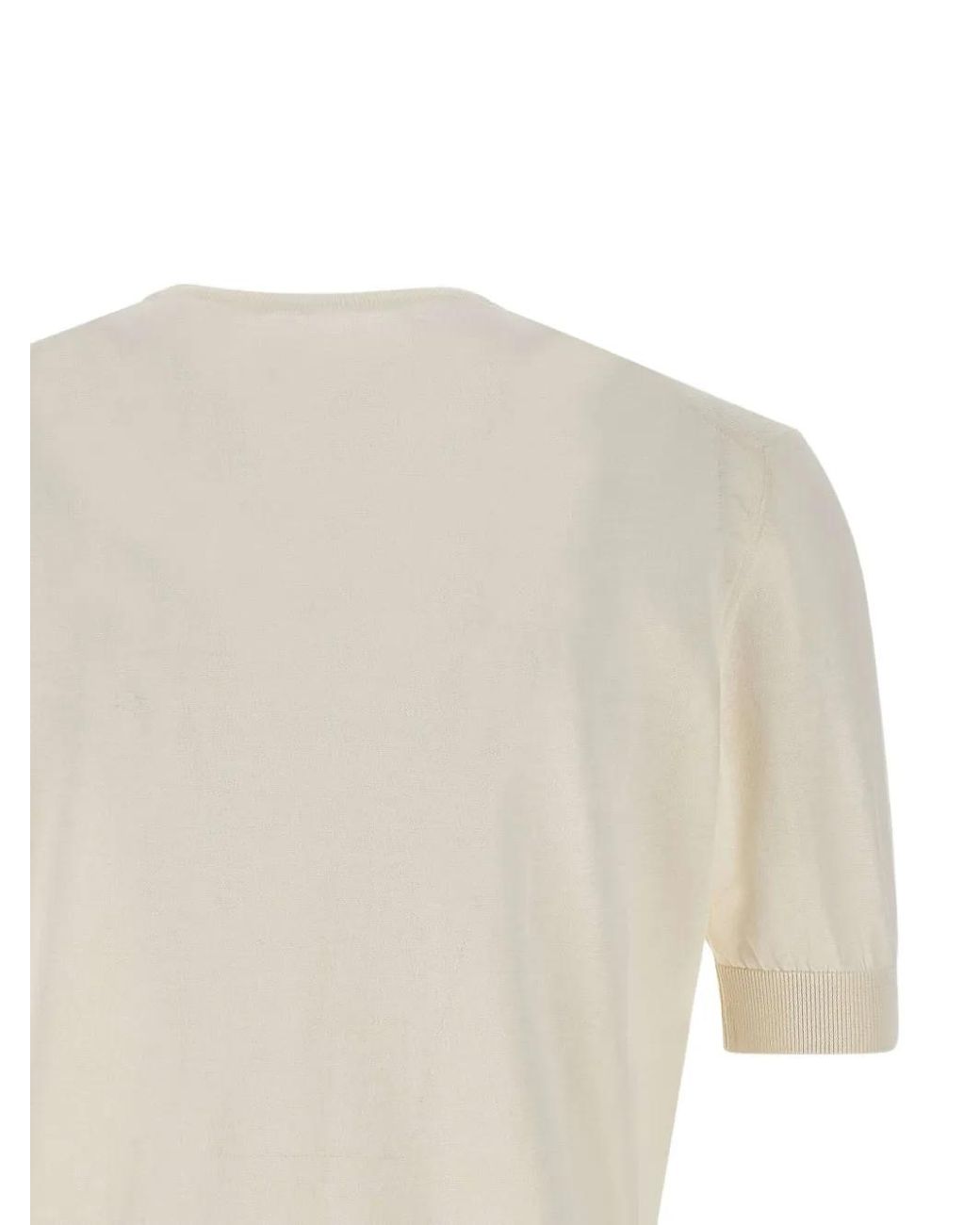 FILIPPO DE LAURENTIIS White Short-Sleeved Cotton Sweater for men