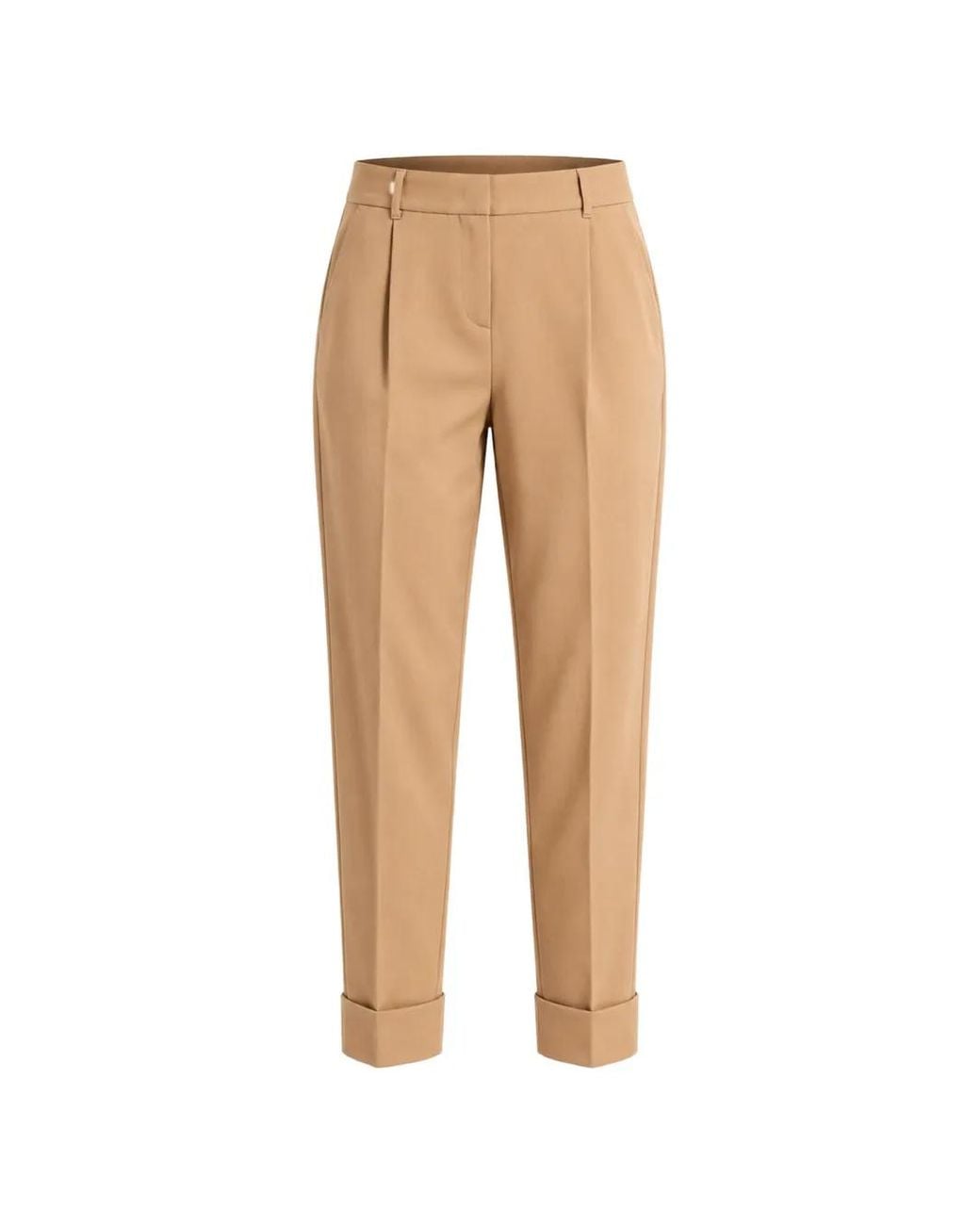 iBlues Natural Pleated Turn-Up Trousers