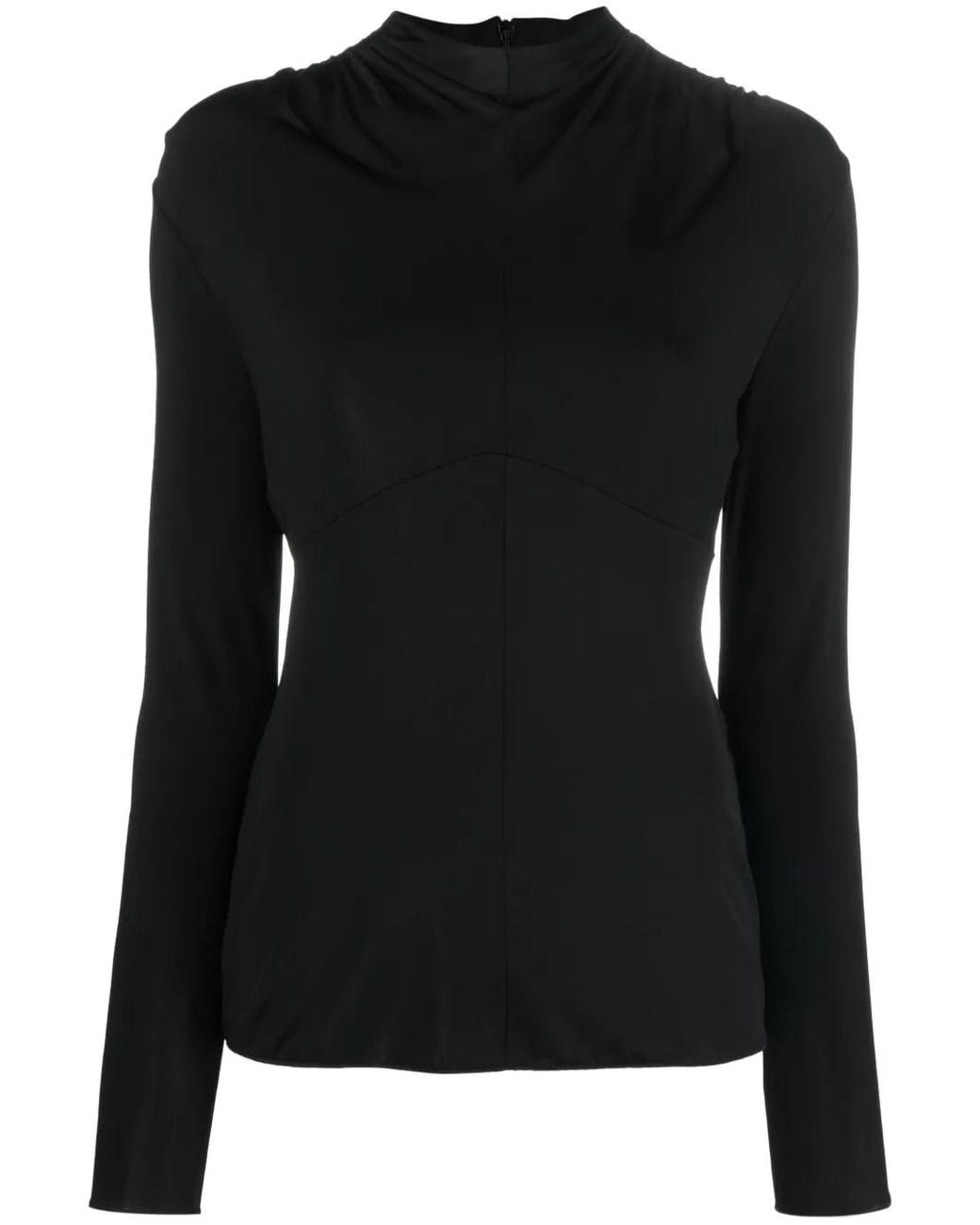Jil Sander Black Round-Neck Long-Sleeve Top