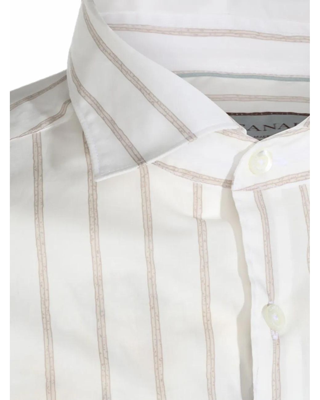 Canali White Vertical-Stripe Shirt for men