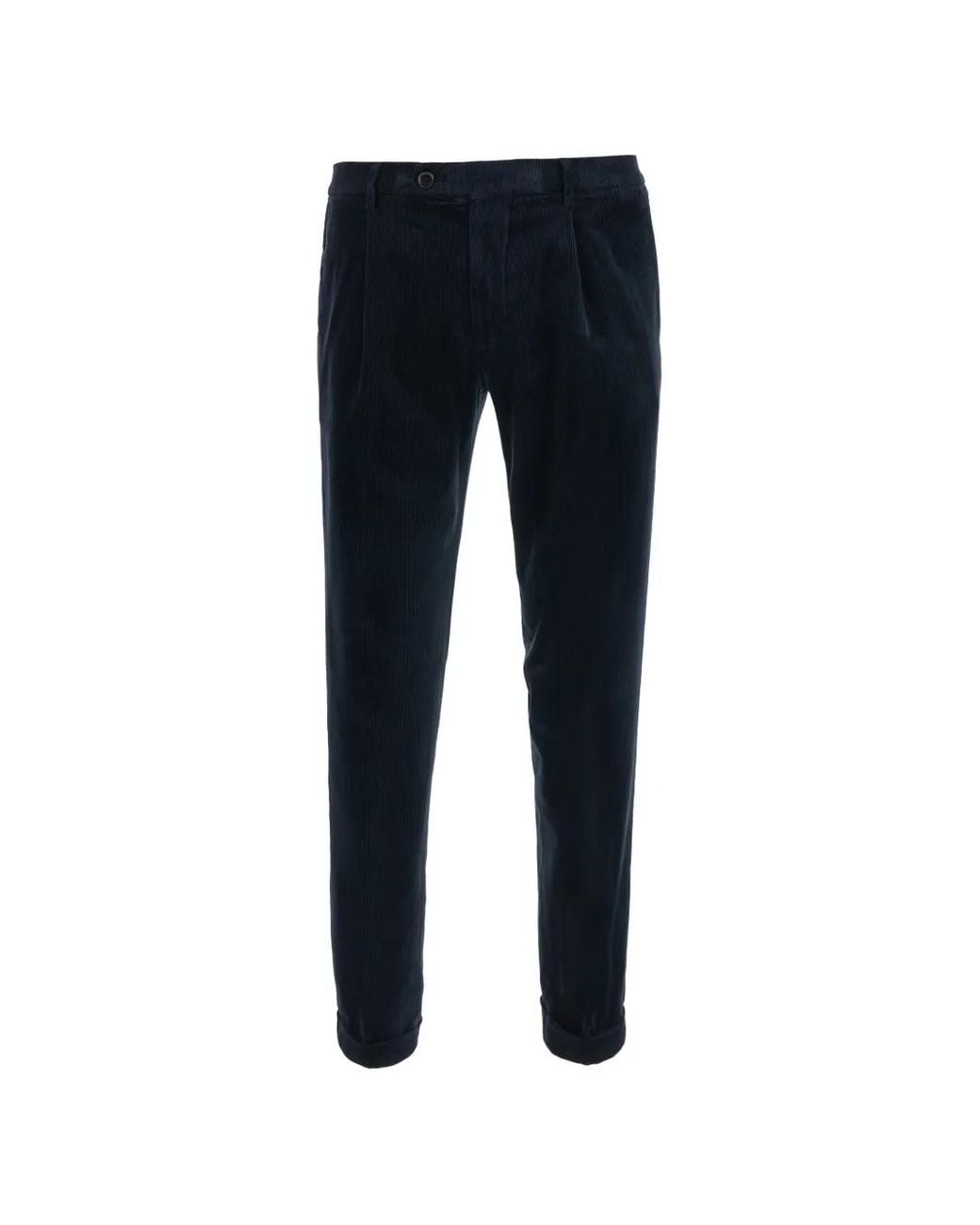 Michael Coal Blue Pleated Corduroy Trousers for men