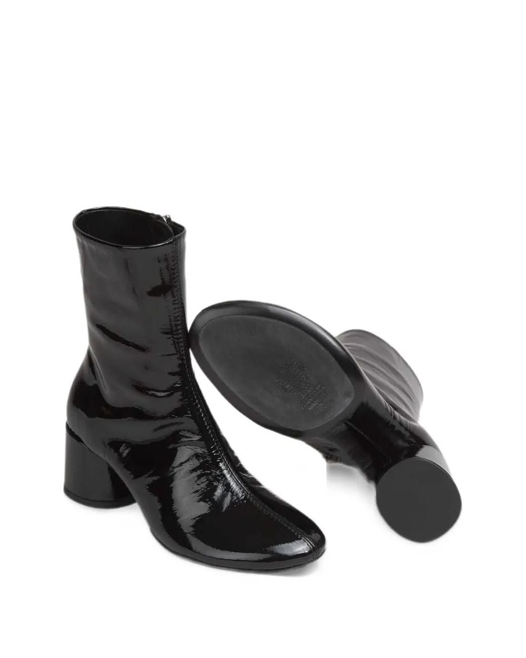 Souliers Martinez Black Flavia Patent Leather Ankle Boots