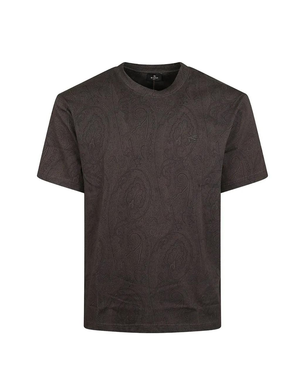 Etro Black Paisley-Print Logo-Embroidered T-Shirt for men