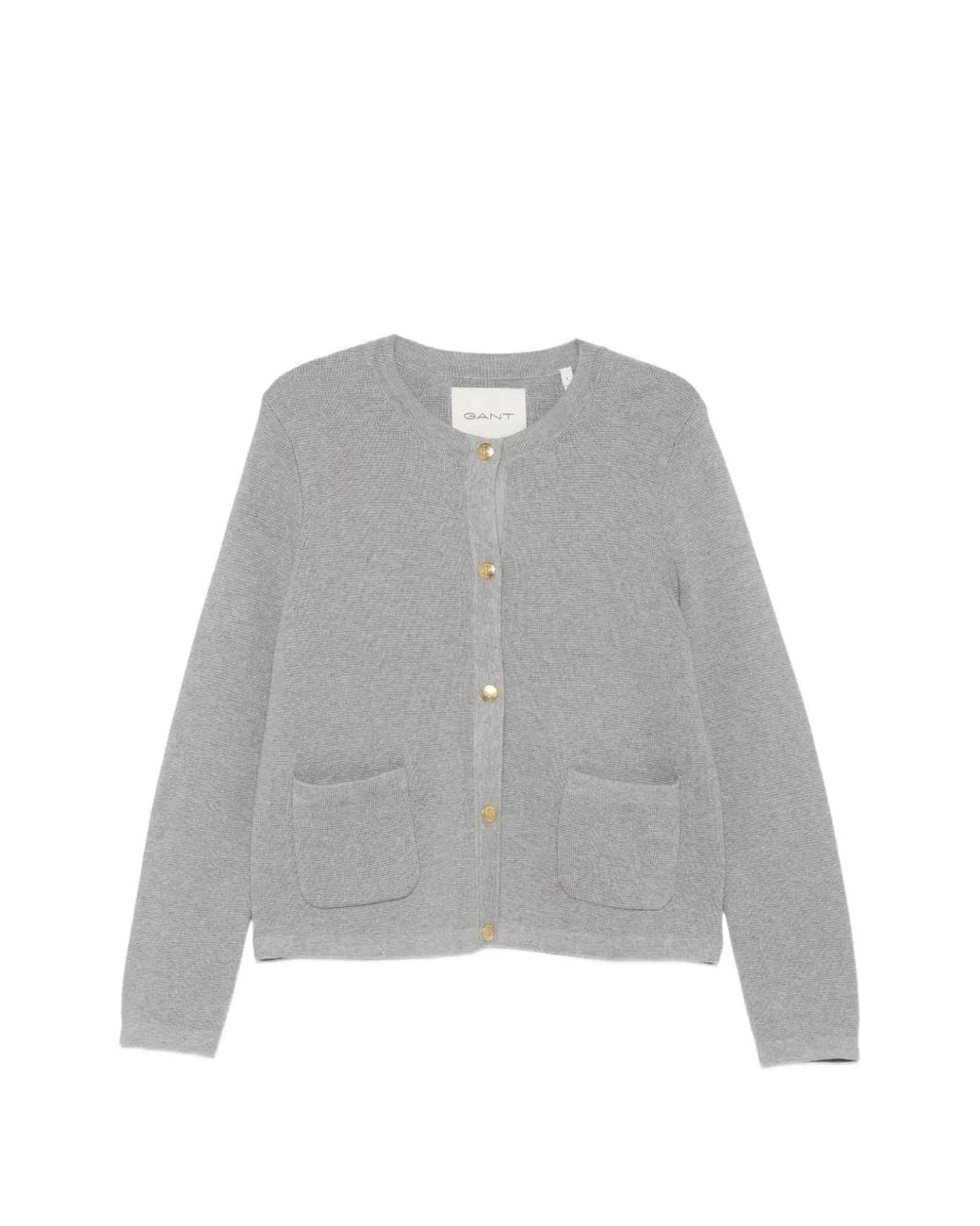 Gant Gray Button-Up Patch-Pocket Cardigan