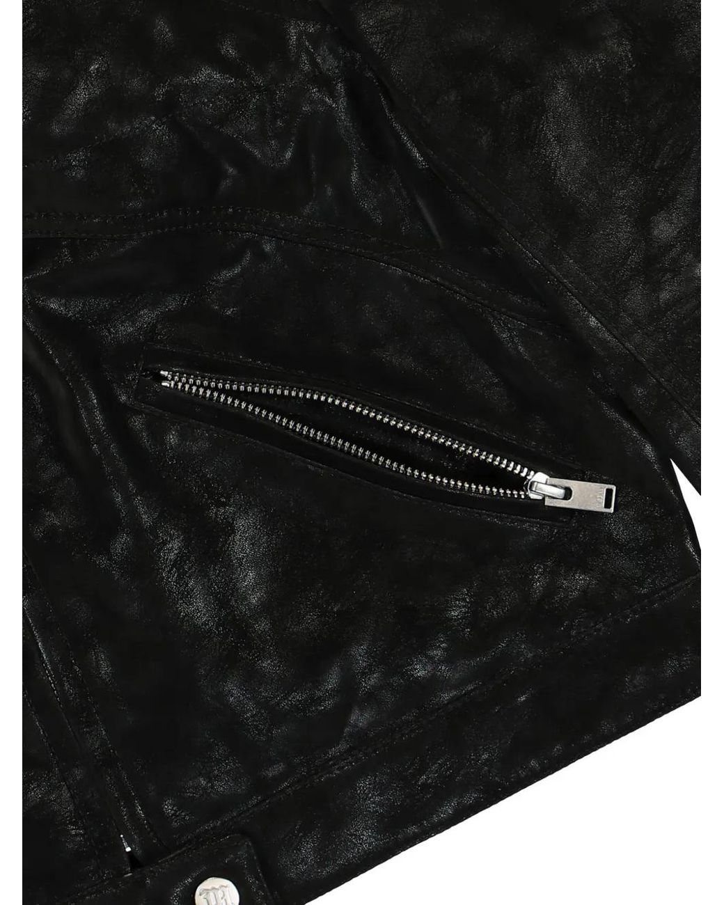 M I S B H V Black Cropped Faux-Leather Jacket