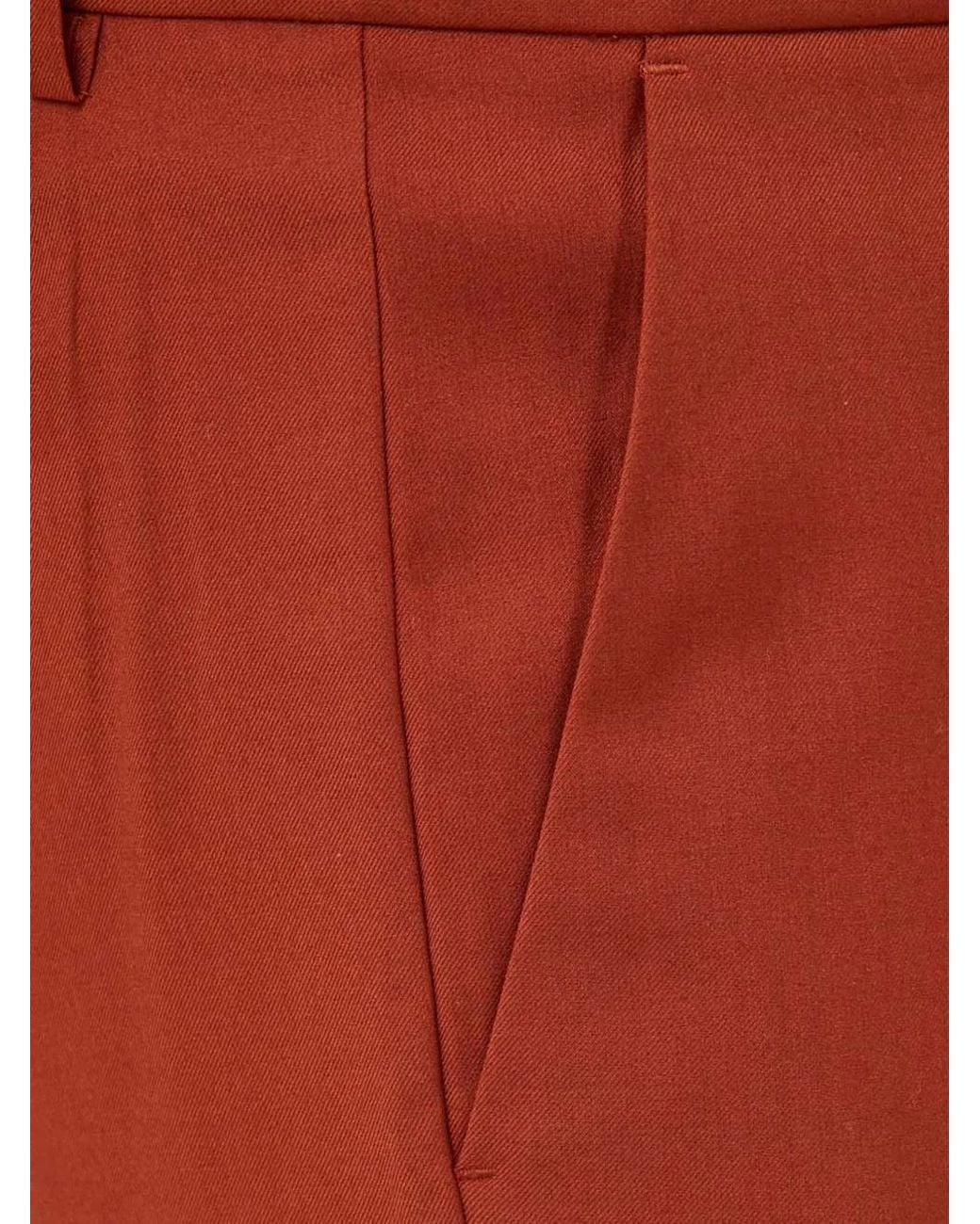 Benetton Red Pleated Straight-Leg Trousers for men