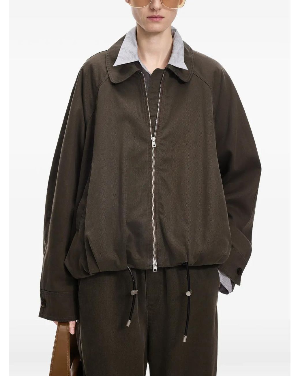 JNBY Brown Raglan-Sleeve Denim Jacket